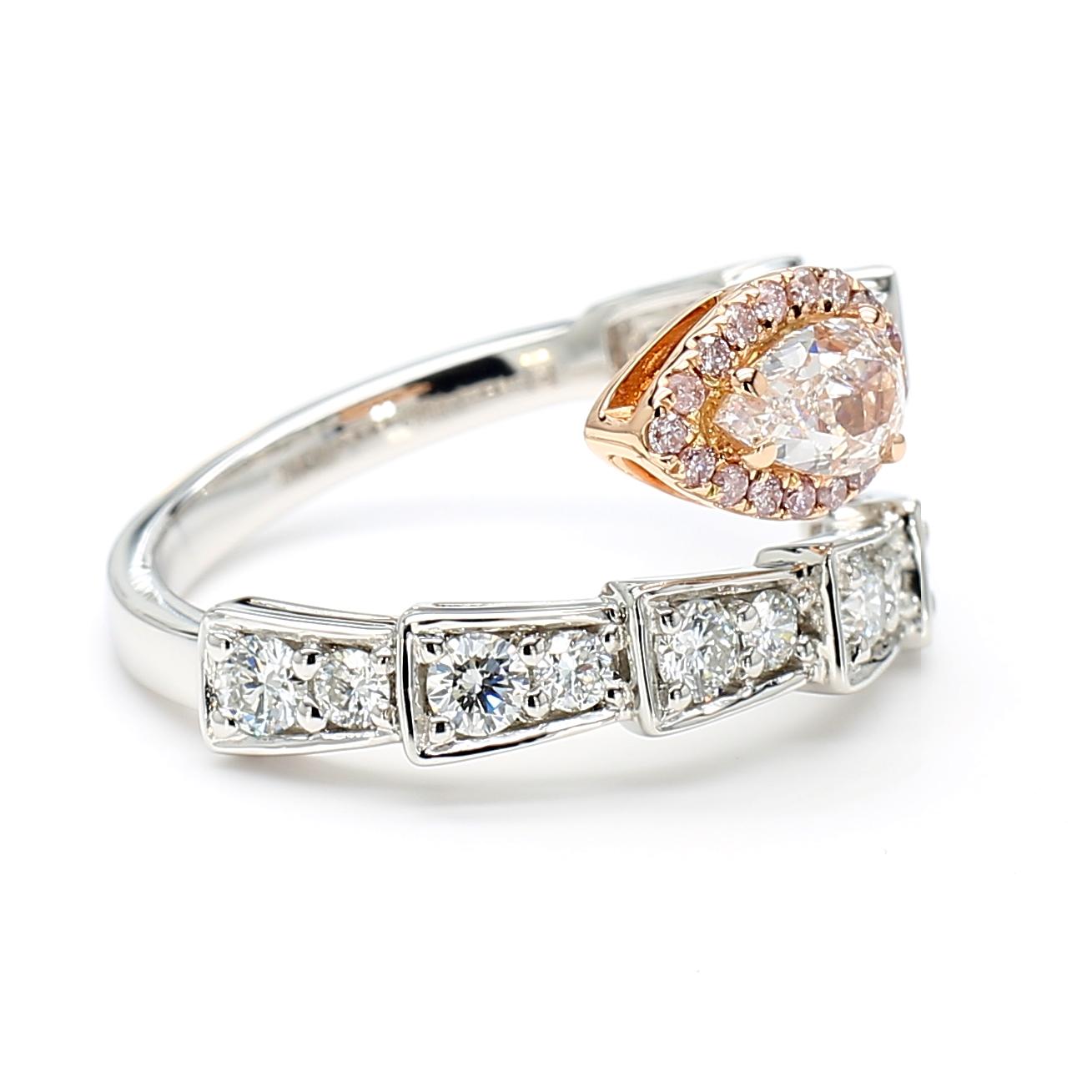 GIA Certified Light Pinkish Brown Pear Diamond 1.38 Carat TW Gold Ring