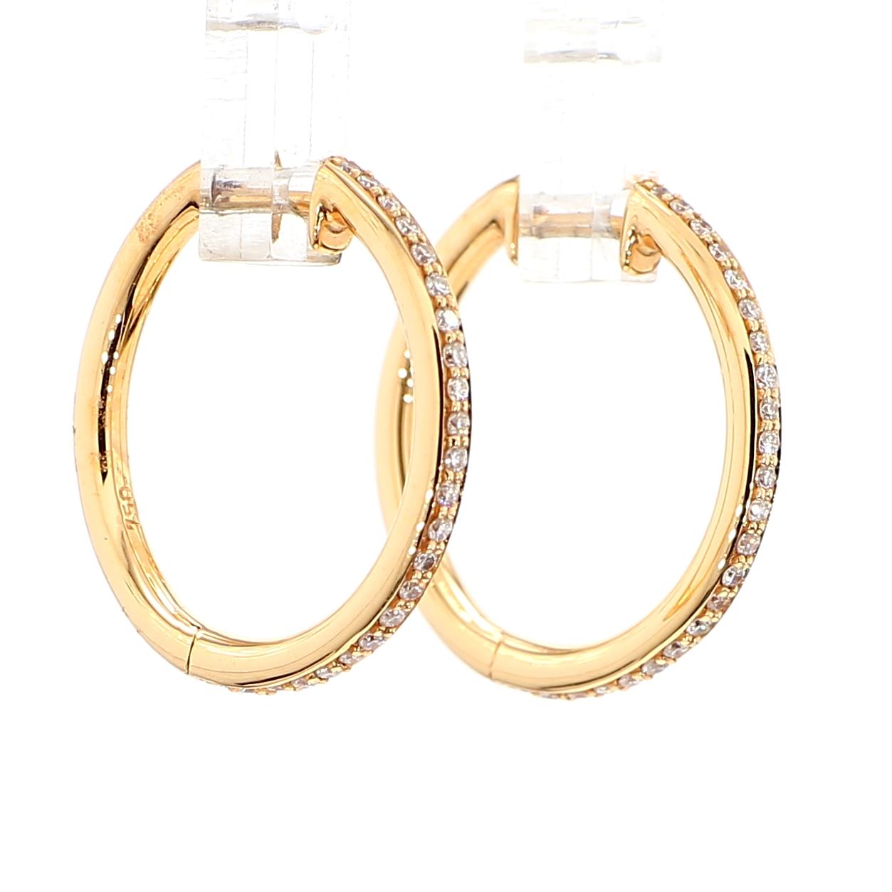 Natural White Round Diamond 0.23 Carat TW Rose Gold Hoop Earrings