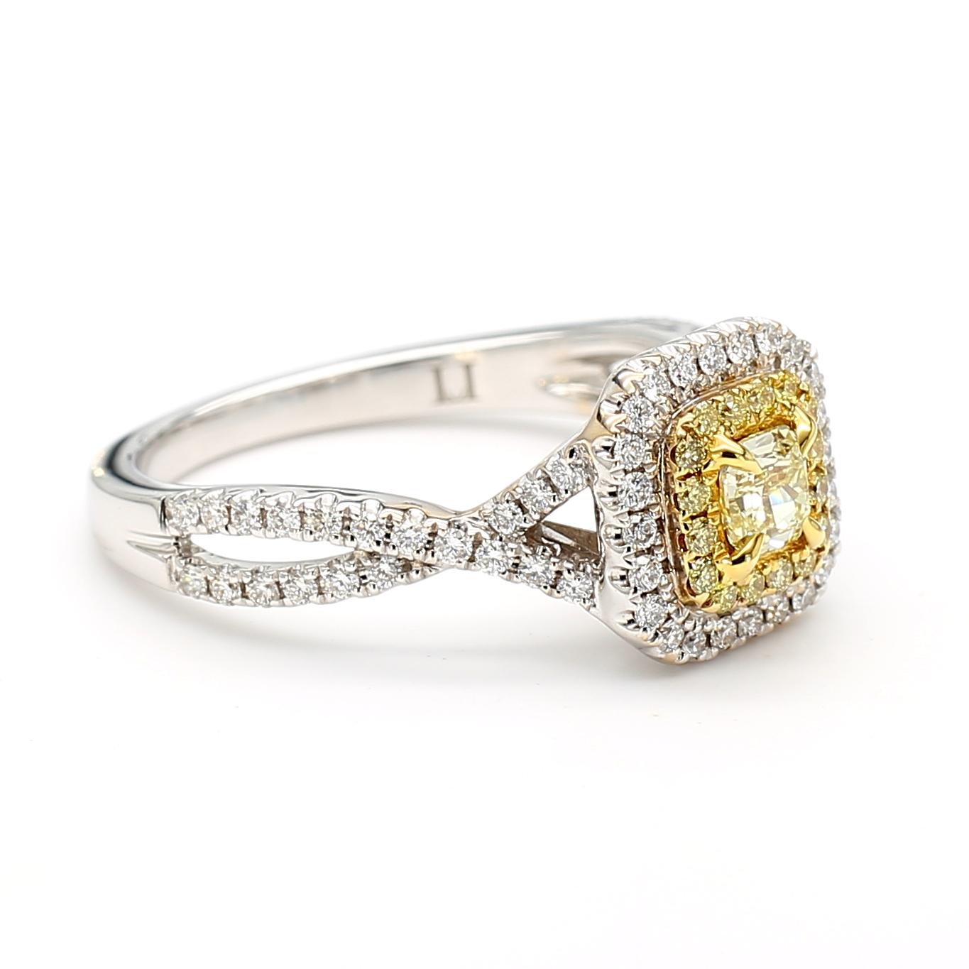 Natural Yellow Radiant Diamond 0.58 Carat TW Gold Cocktail Ring