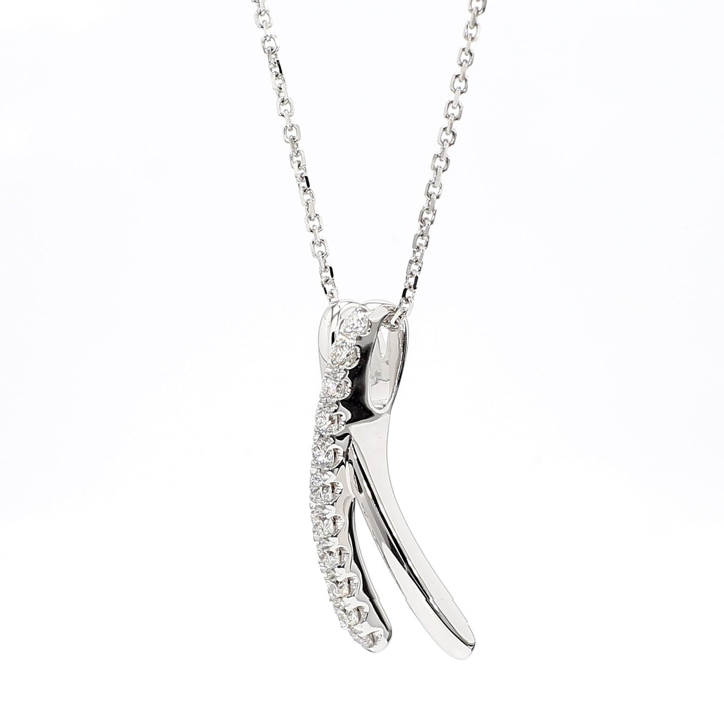 Natural White Round Diamond .33 Carat TW White Gold Drop Pendant