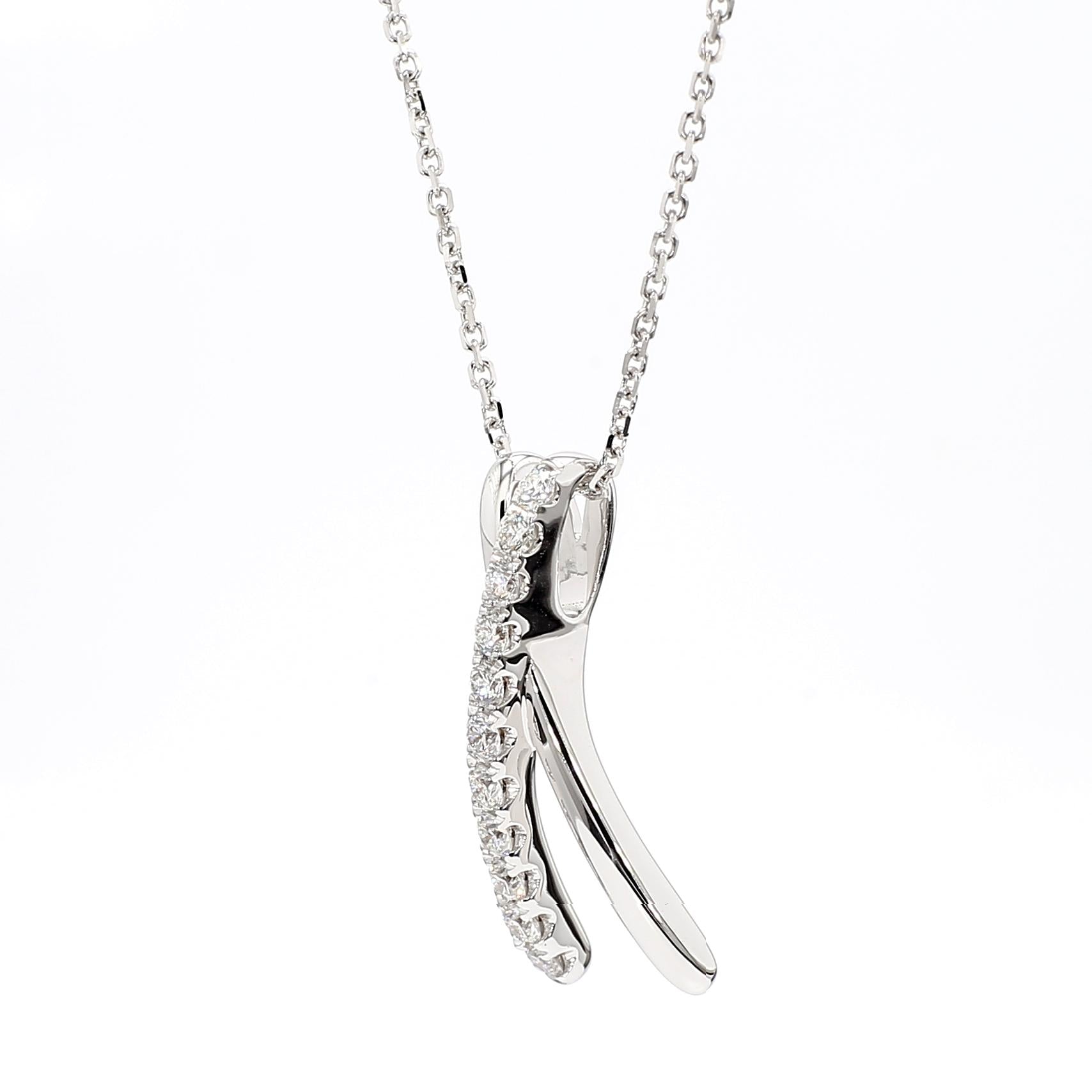 Natural White Round Diamond .33 Carat TW White Gold Drop Pendant