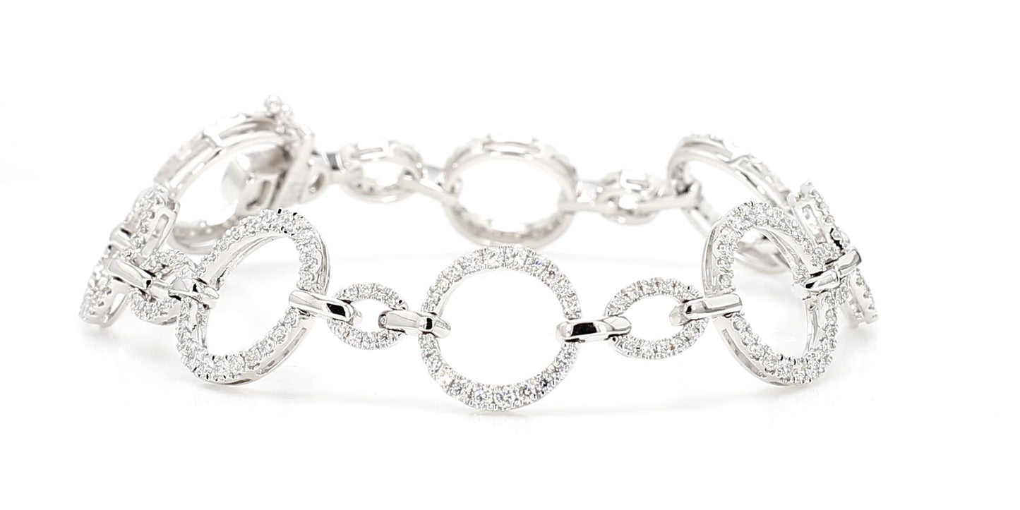 Natural White Round Diamond 1.71 Carat TW White Gold Tennis Bracelet