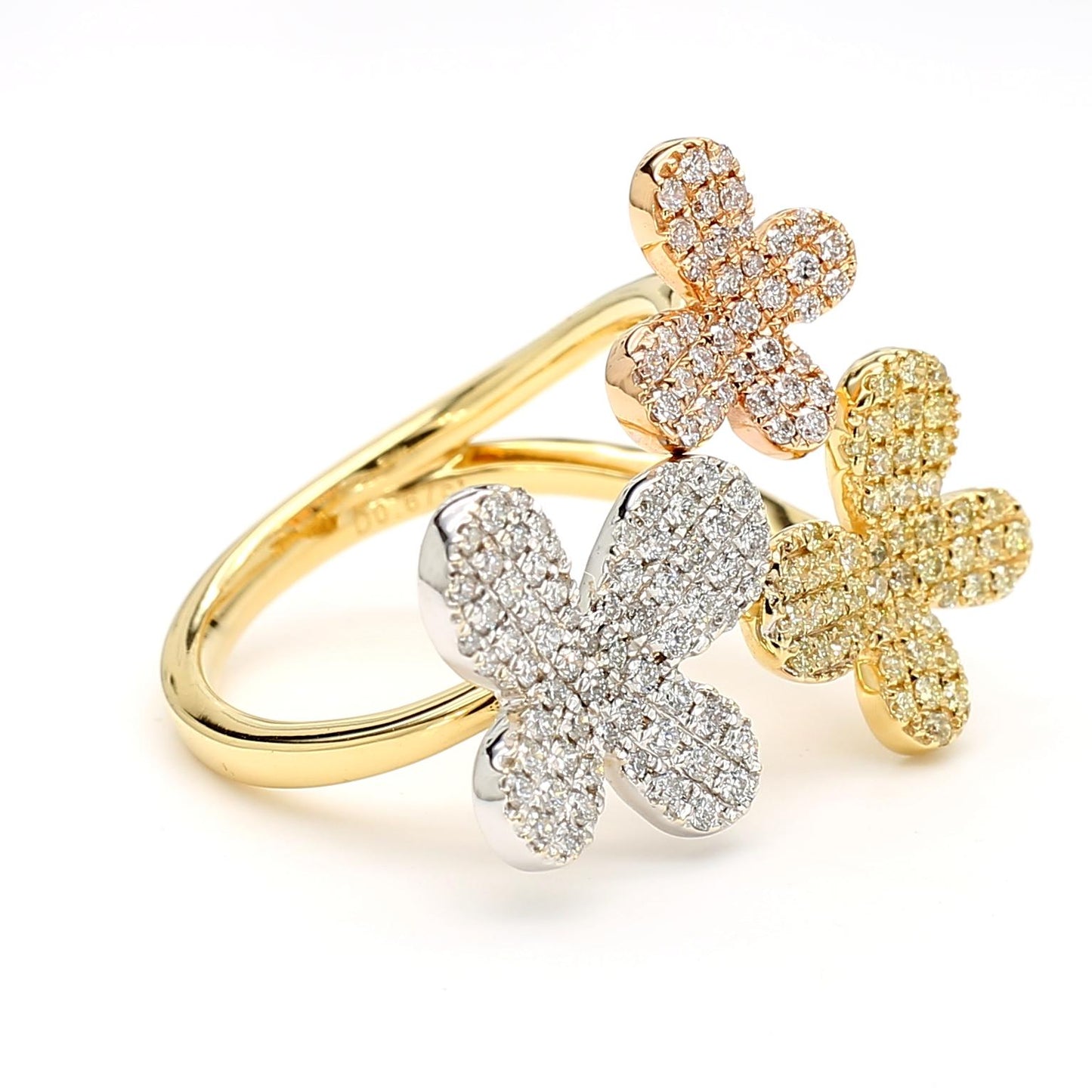 Natural Yellow Round and White Diamond 0.67 Carat TW Gold Cocktail Ring