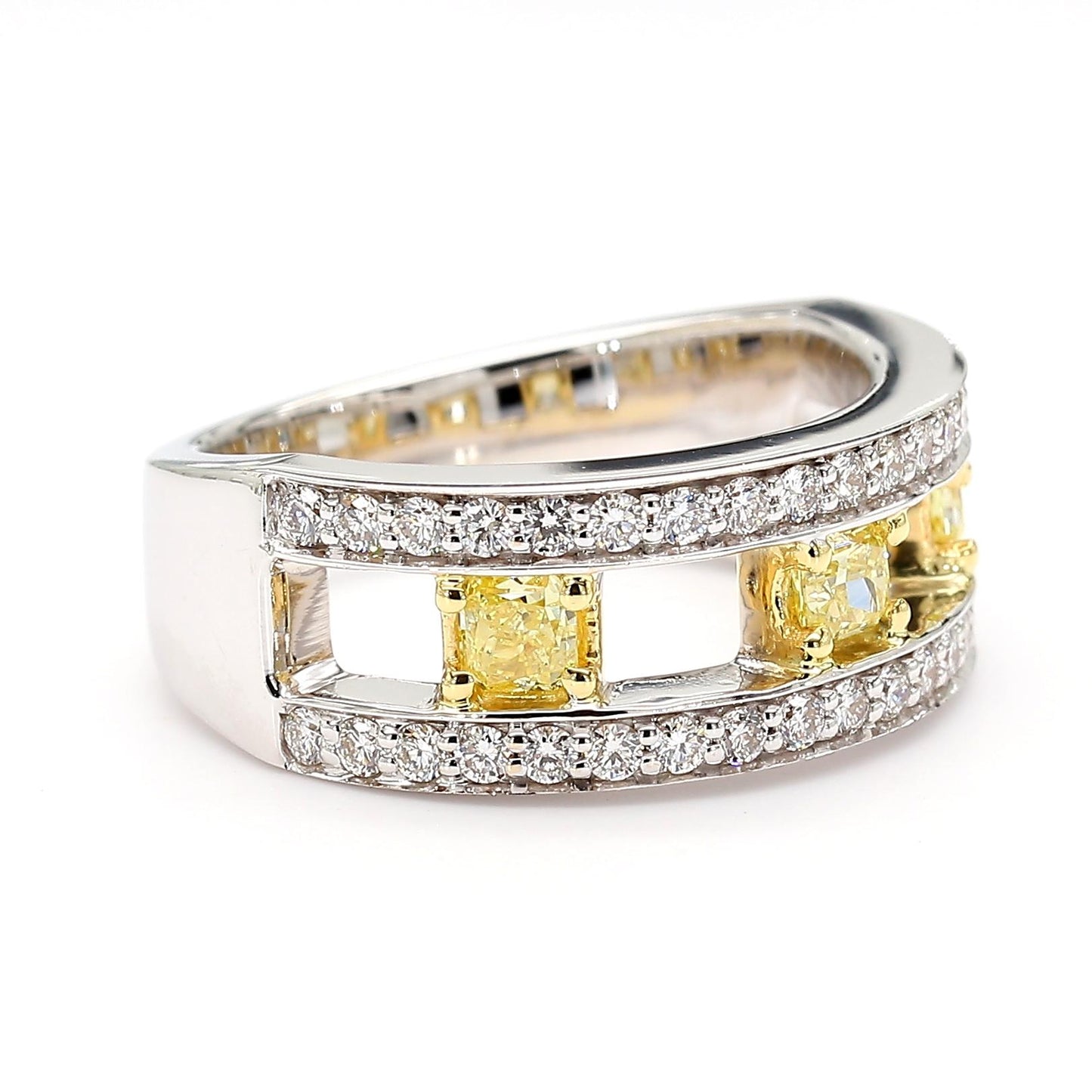 Natural Yellow Radiant Diamond 1.01 Carat TW Gold Cocktail Ring