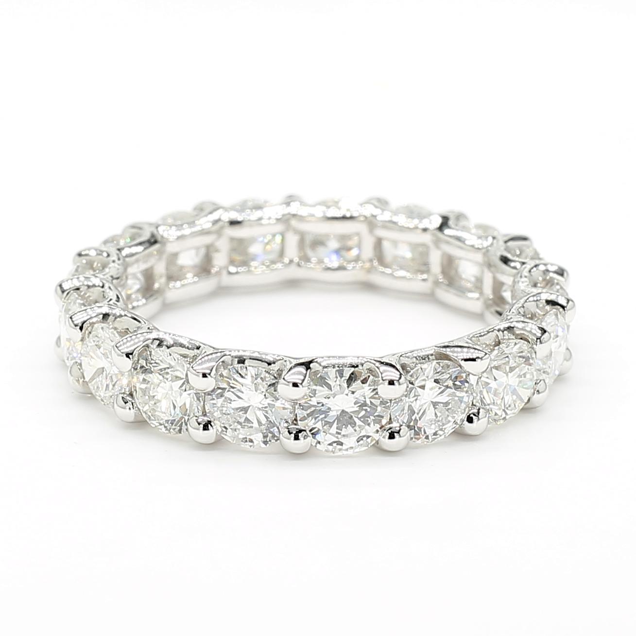Natural White Round Diamond 3.60 Carat TW White Gold Eternity Band