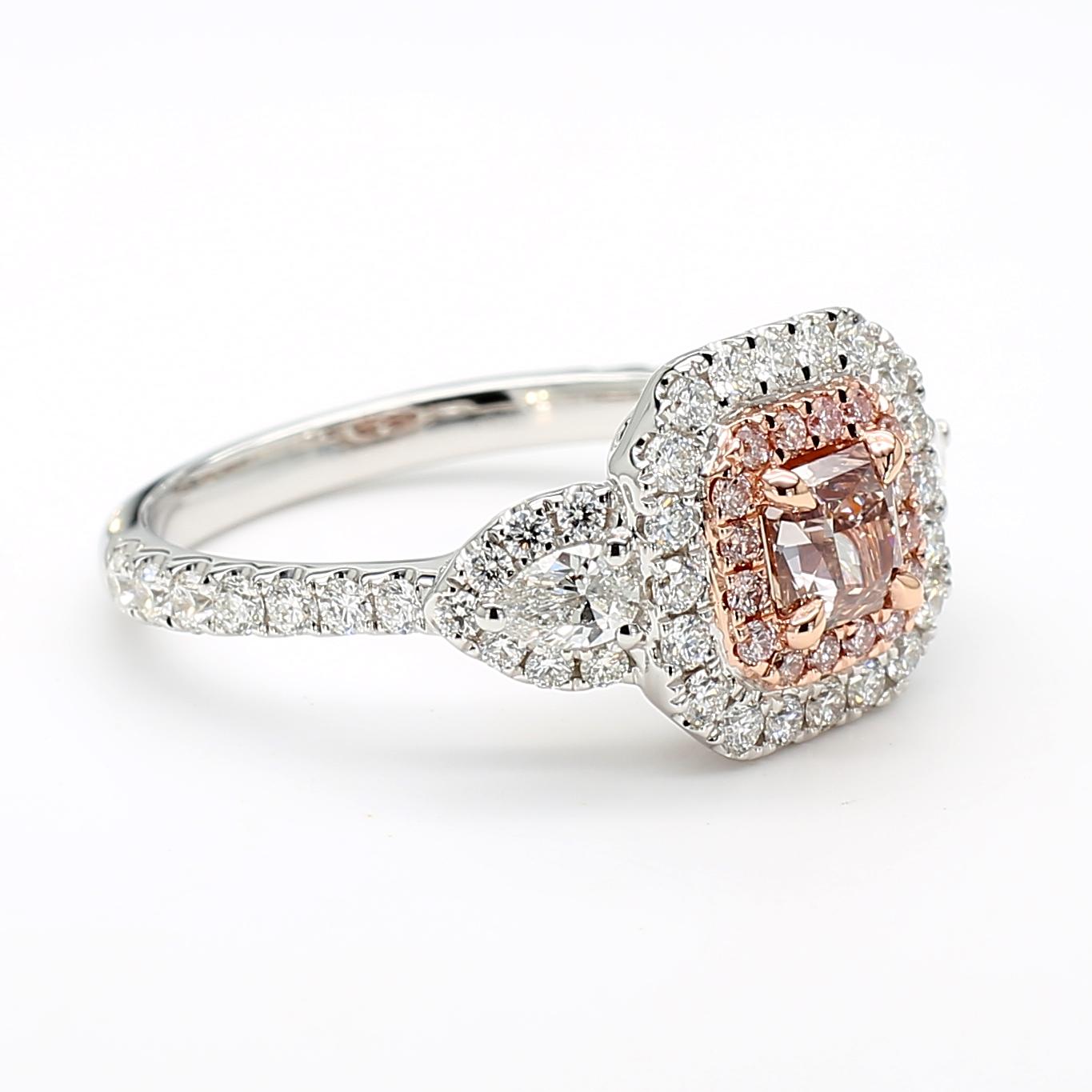 GIA Certified Fancy Pinkish Brown Radiant Diamond 1.43 Carat TW Cocktail Ring
