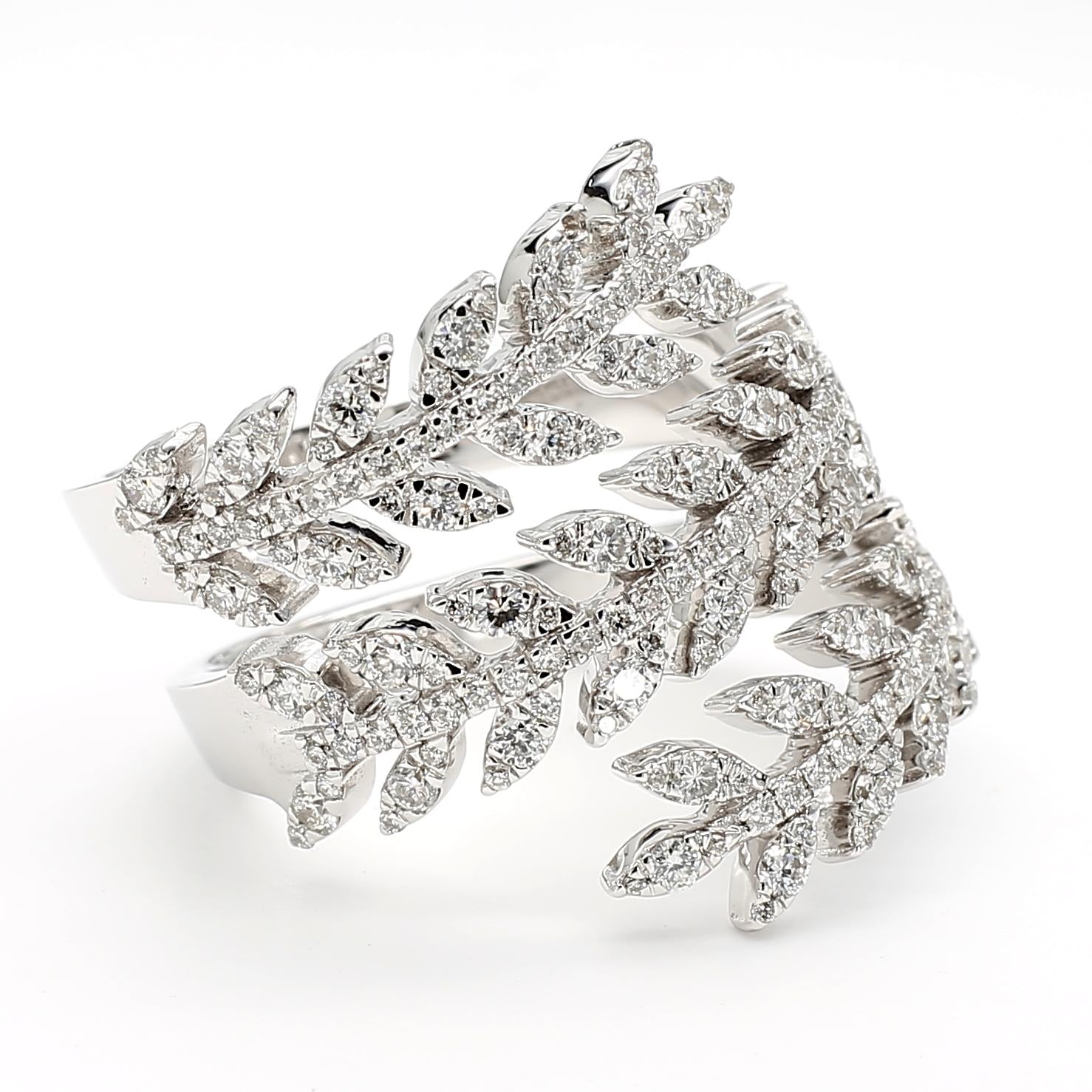 Natural White Round Diamond 1.05 Carat TW White Gold Cocktail Ring