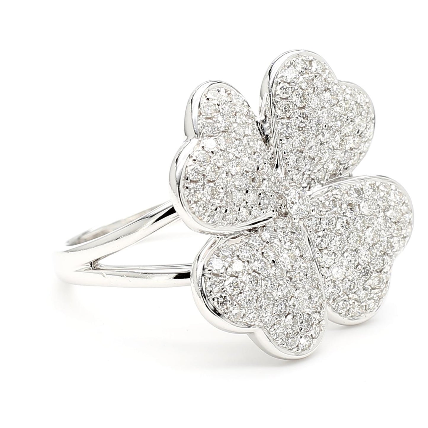 Natural White Round Diamond 1.16 Carat TW White Gold Cocktail Ring