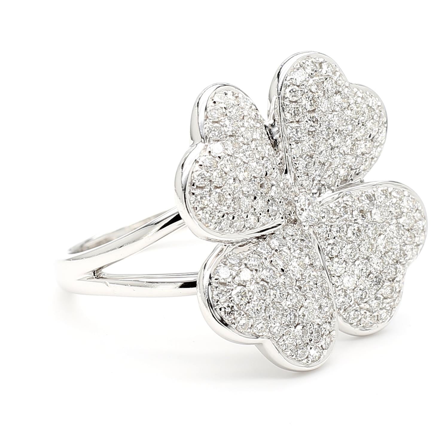 Natural White Round Diamond 1.16 Carat TW White Gold Cocktail Ring