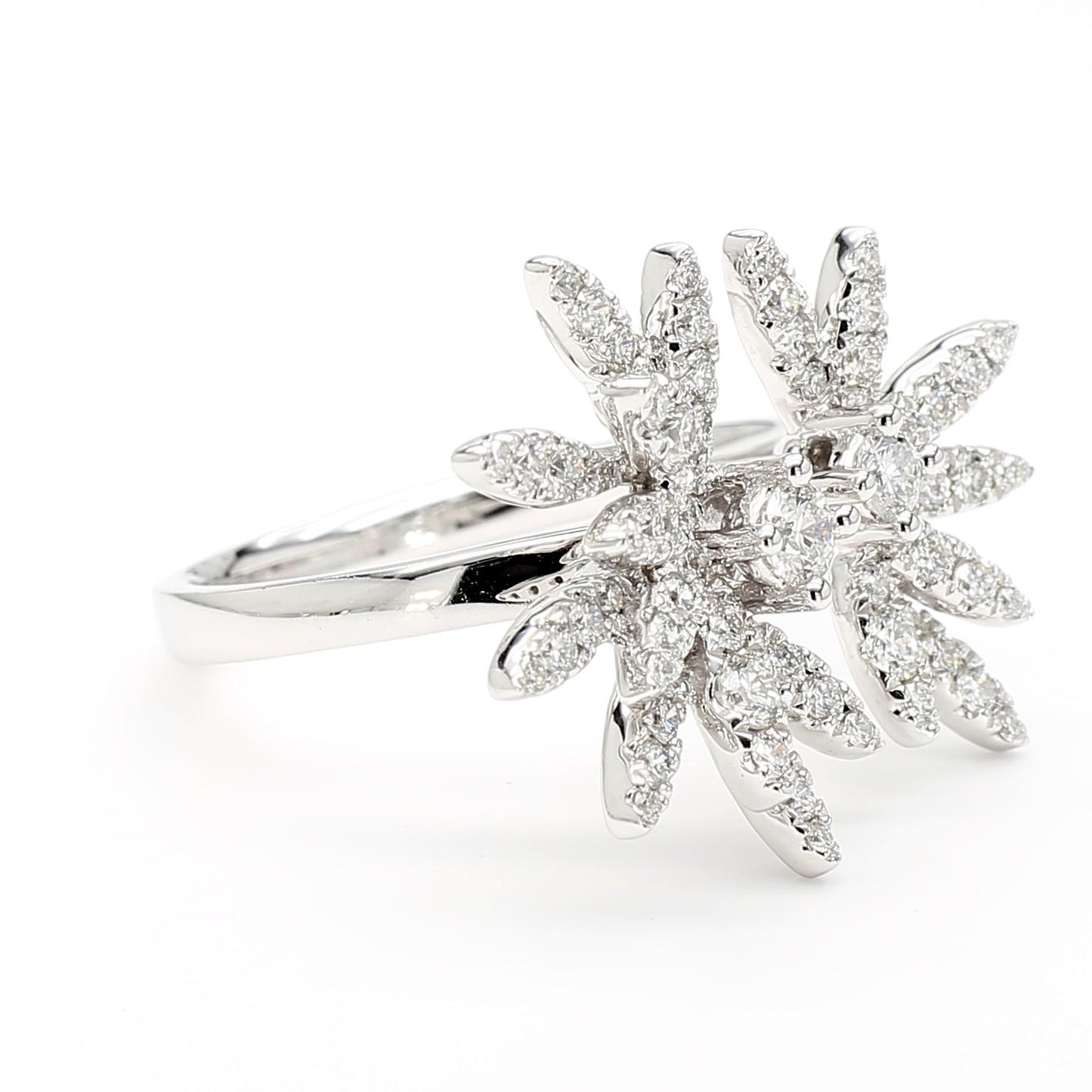 Natural White Round Diamond 0.82 Carat TW White Gold Cocktail Ring