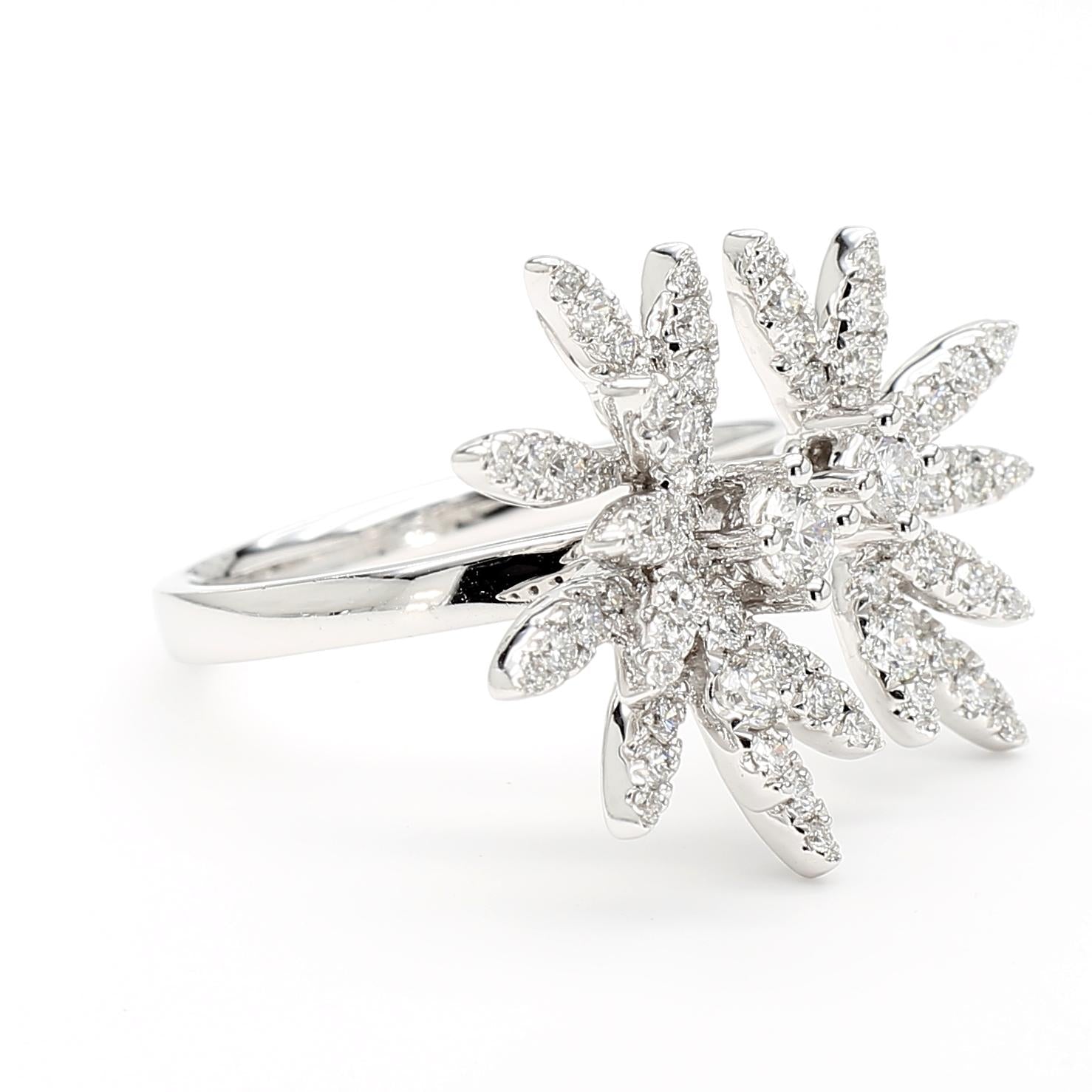 Natural White Round Diamond 0.82 Carat TW White Gold Cocktail Ring