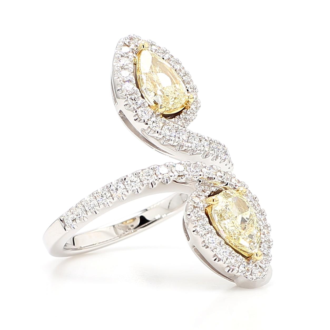 Natural Yellow Pear Diamond 2.15 Carat Tw Gold Cocktail Ring
