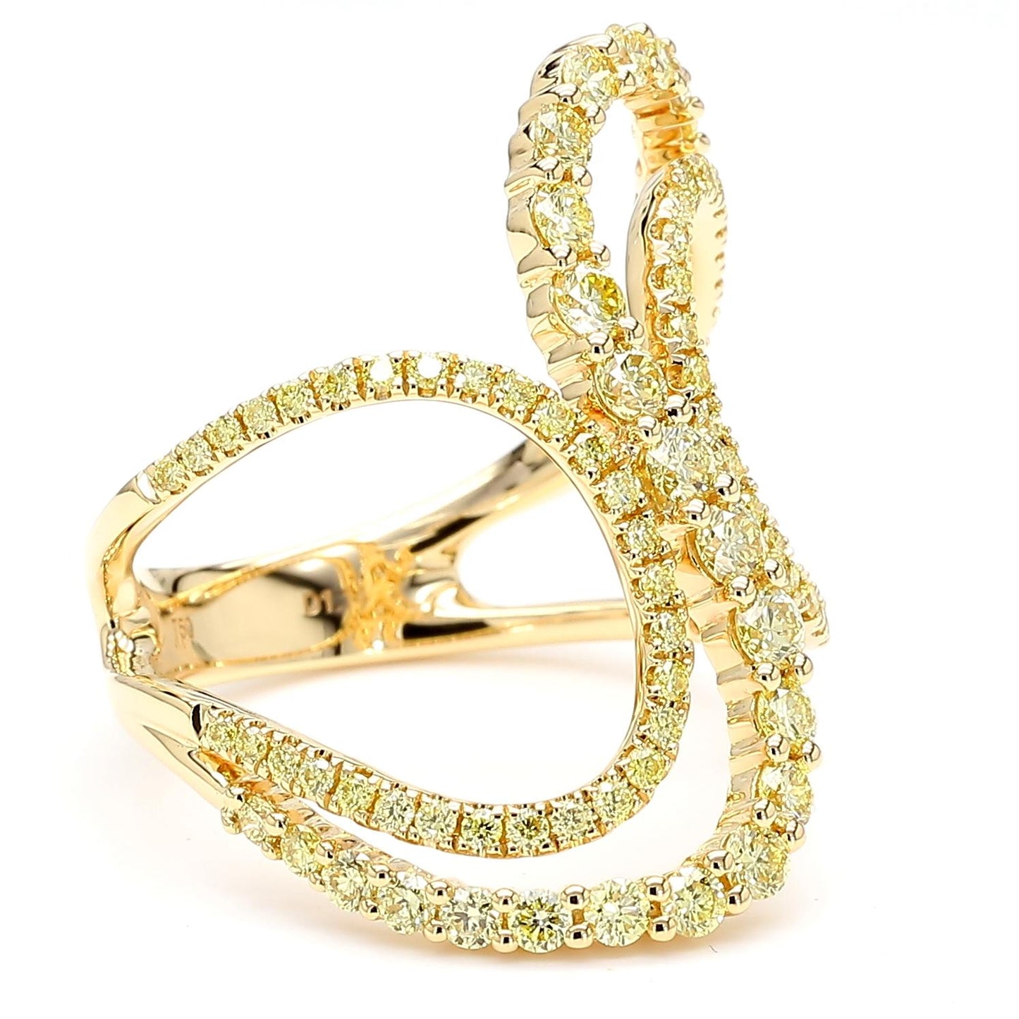 Natural Yellow Round Diamond 1.14 Carat TW Gold Cocktail Ring