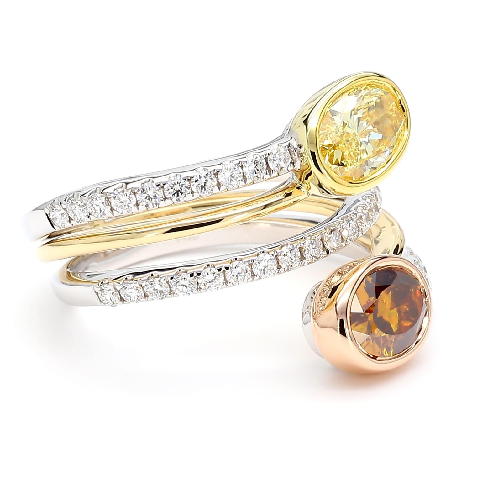 GIA Certified Intense Yellow Oval Diamond 2.50 Carat Tw Gold Cocktail Ring