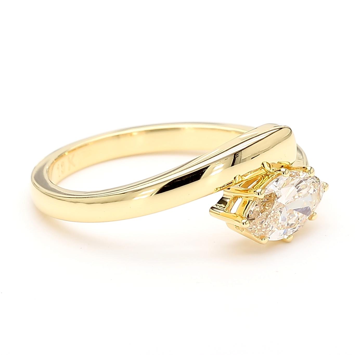 Natural White Marquise Diamond 0.72 Carat TW Yellow Gold Cocktail Ring