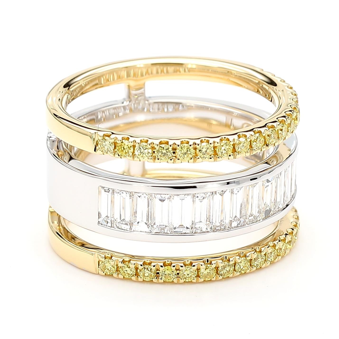 Natural White Baguette Diamond 1.71 Carat TW White Gold Cocktail Ring