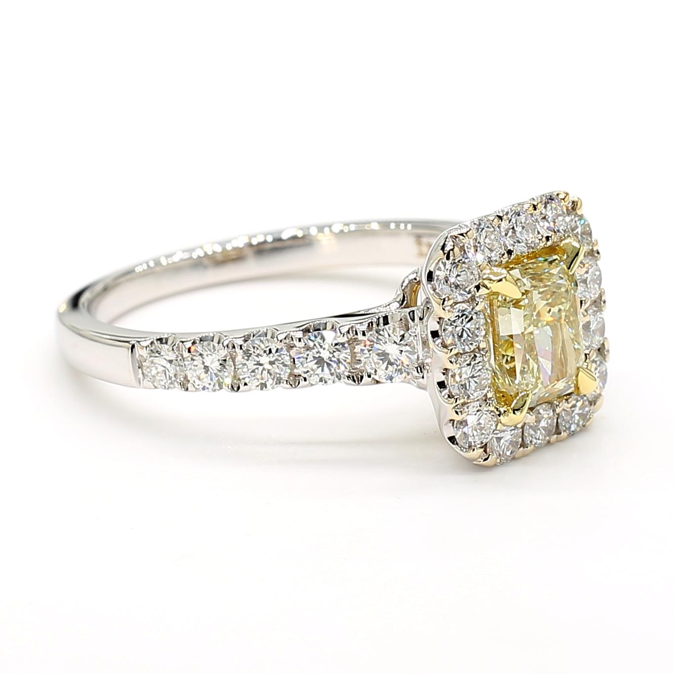 GIA Certified Natural Yellow Radiant Diamond 1.87 Carat TW Gold Cocktail Ring