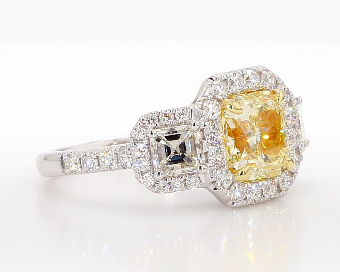 GIA Certified Fancy Light Yellow Radiant Diamond 3.81 Carat TW Cocktail Ring