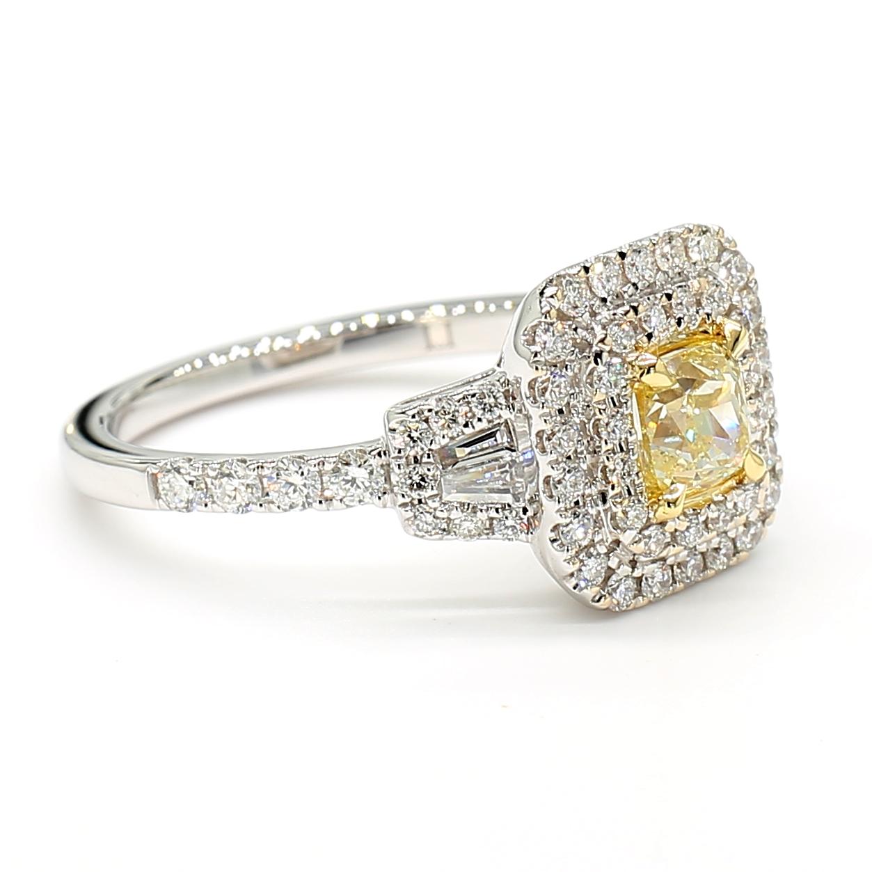 Natural Yellow Cushion Diamond 1.14 Carat TW Gold Cocktail Ring