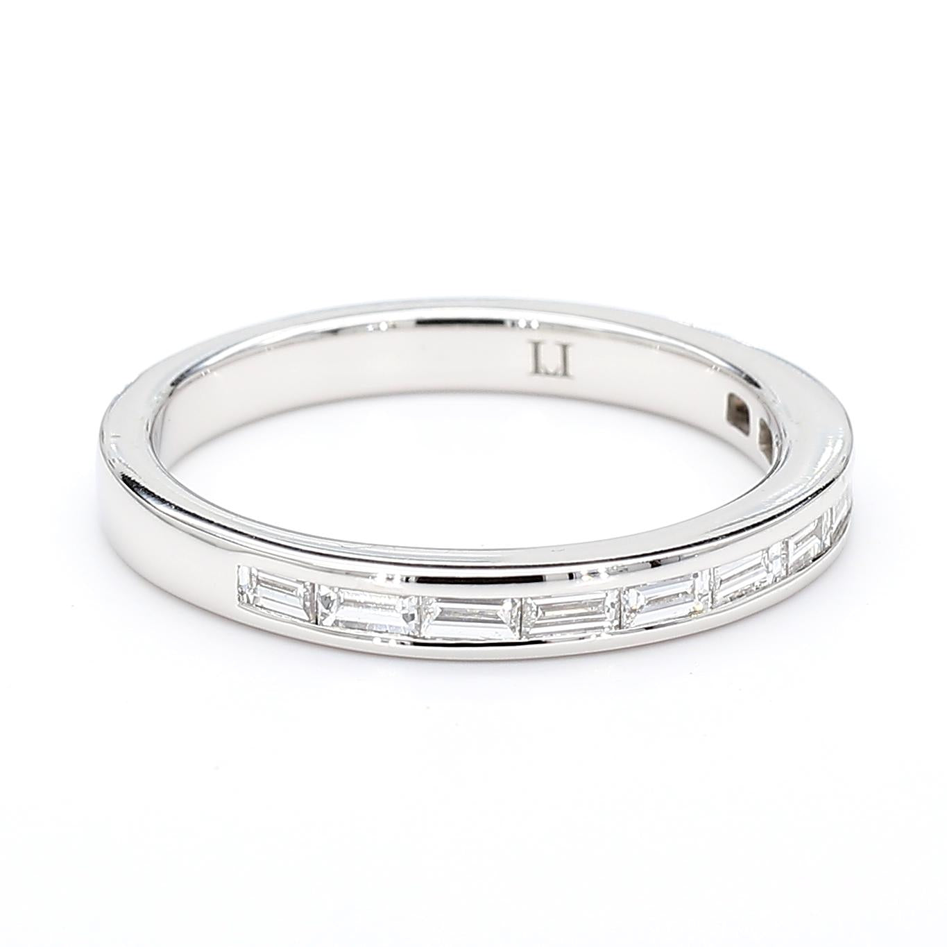Natural White Baguette Diamond .40 Carat TW White Gold Wedding Band