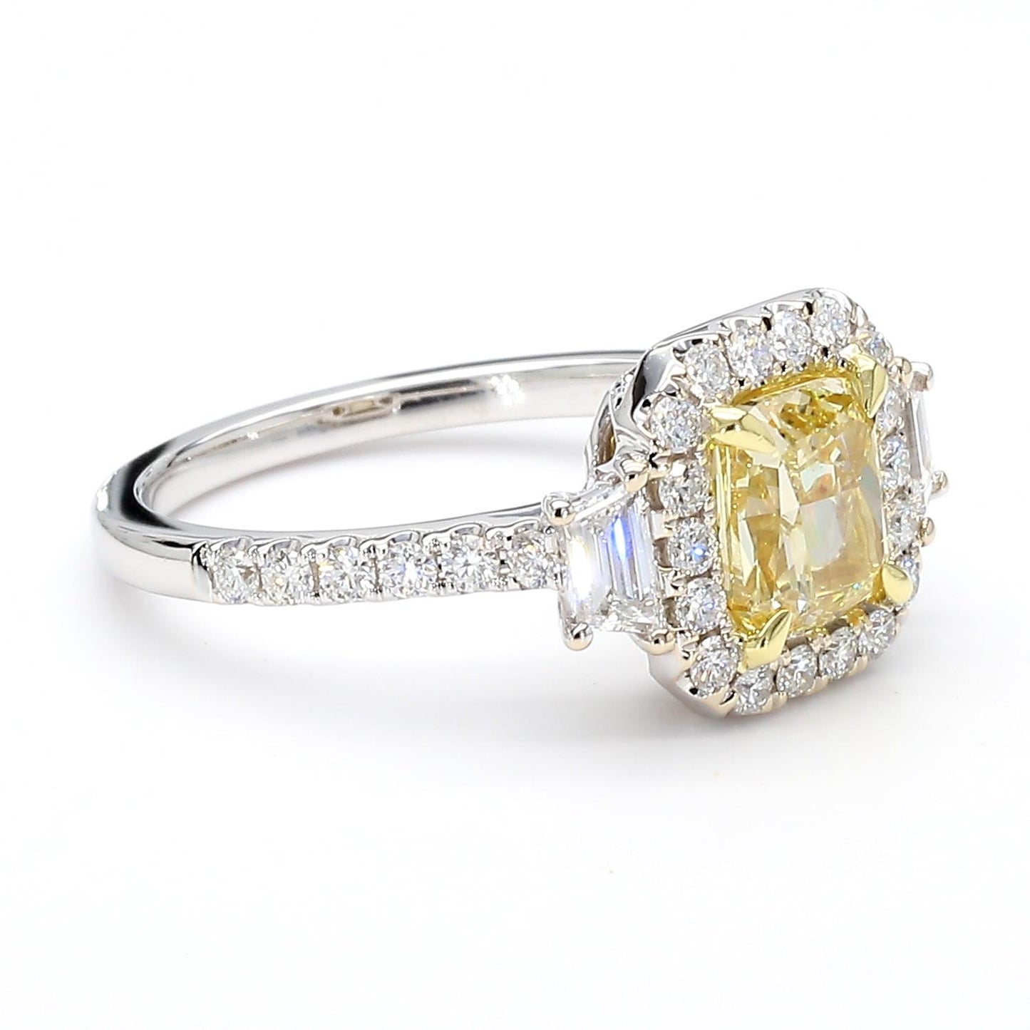 GIA Certified Natural Yellow Cushion Diamond 2.13 Carat TW Gold Cocktail Ring