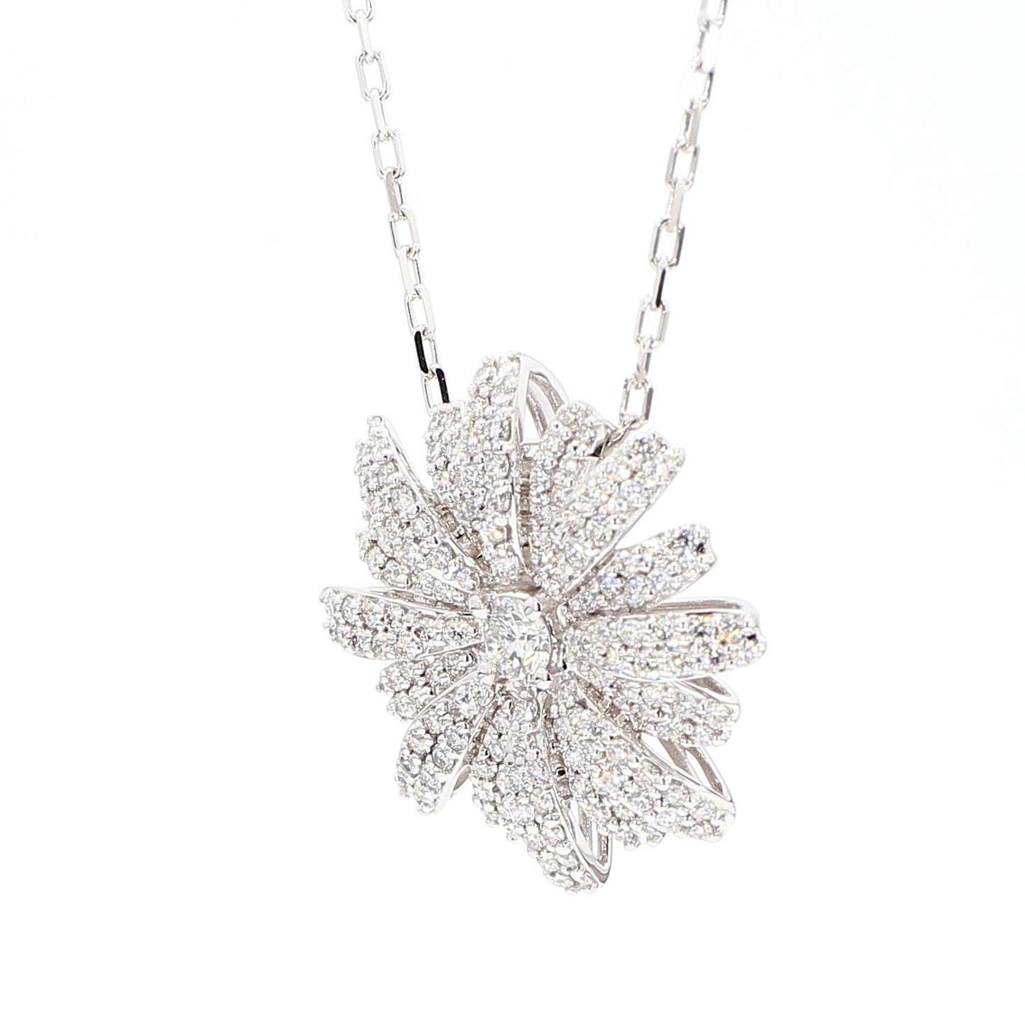 Natural White Round Diamond 0.78 Carat TW White Gold Drop Pendant