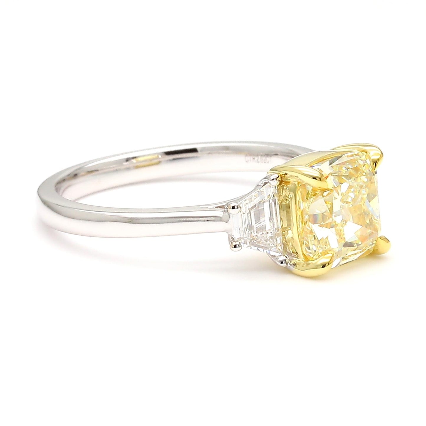 GIA Certified Natural Yellow Cushion Diamond 2.51 Carat TW Gold Cocktail Ring