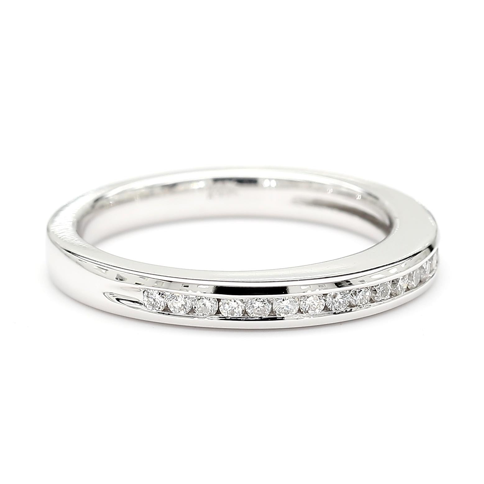 Natural White Round Diamond 0.19 Carat TW White Gold Wedding Band