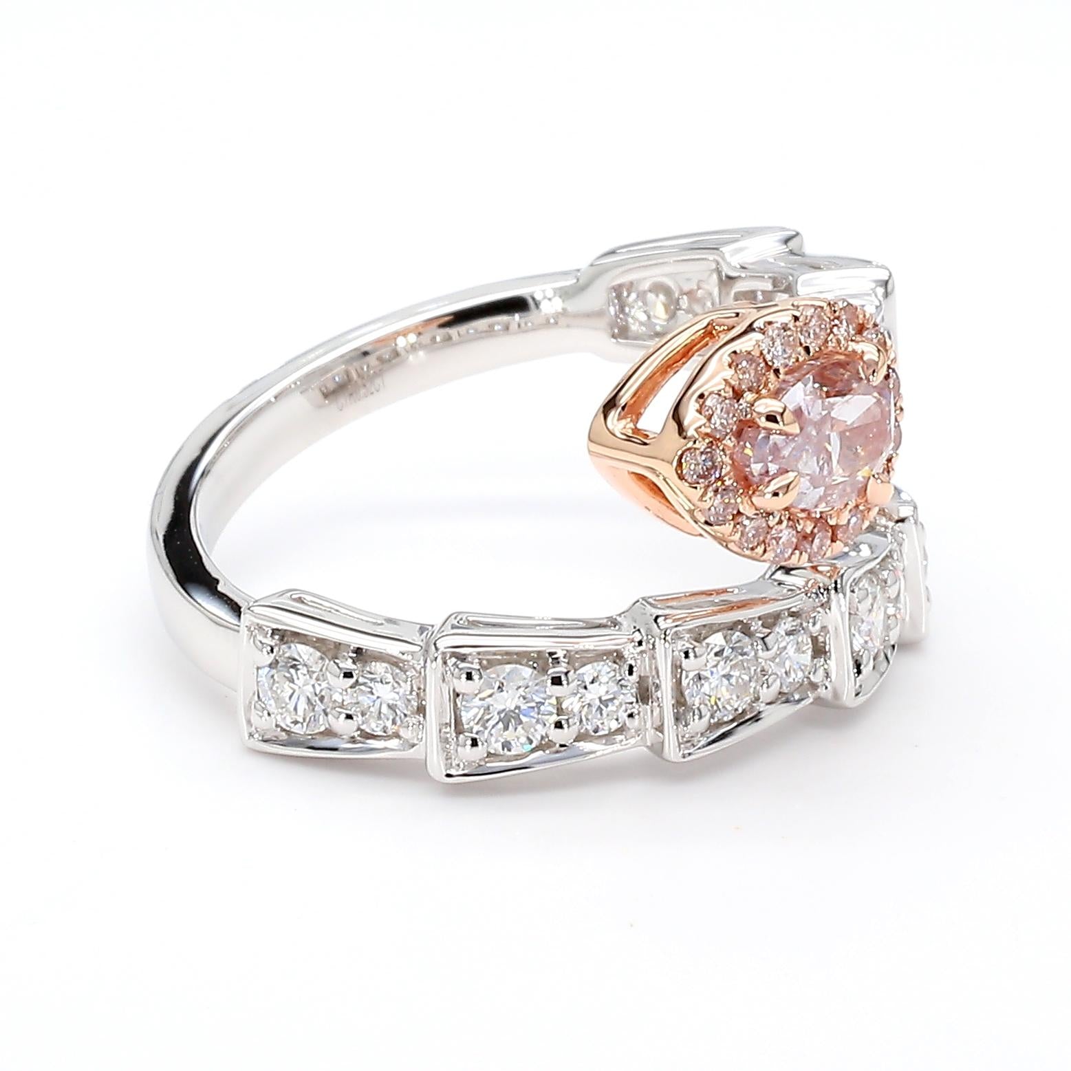 GIA Certified Fancy Light Purplish Pink Pear Diamond 1.41 Carat TW Gold Ring