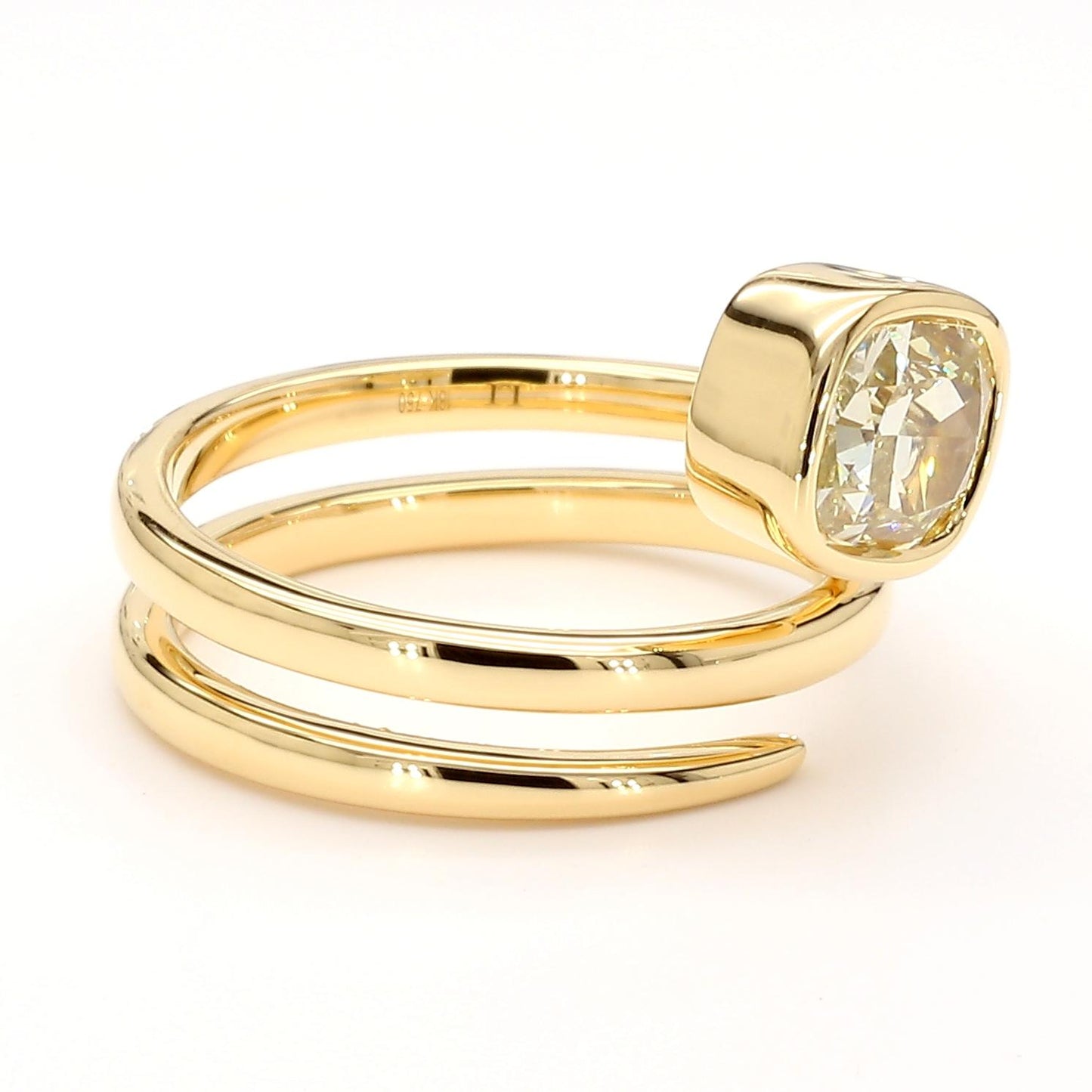 GIA Certified Fancy Light Yellow Cushion Diamond 1.50 Carat TW Cocktail Ring