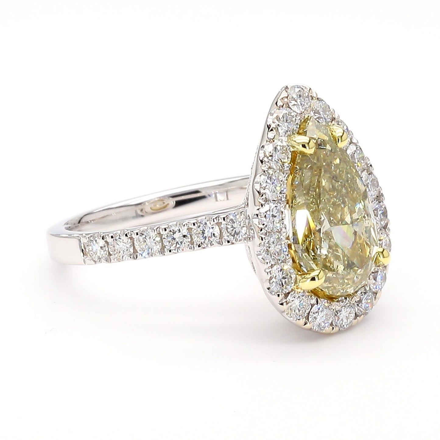 GIA Certified Fancy Brown-Greenish Yellow Pear Diamond 3.53 Carat TW Gold Ring