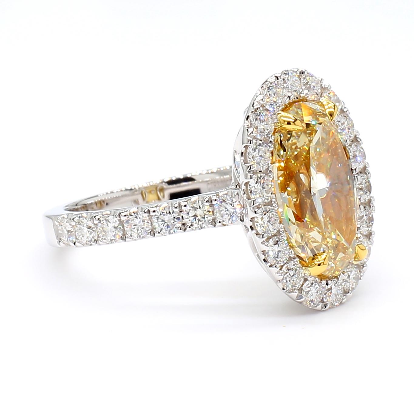 GIA Certified Fancy Brownish Yellow Oval Diamond 4.06 Carat TW Cocktail Ring