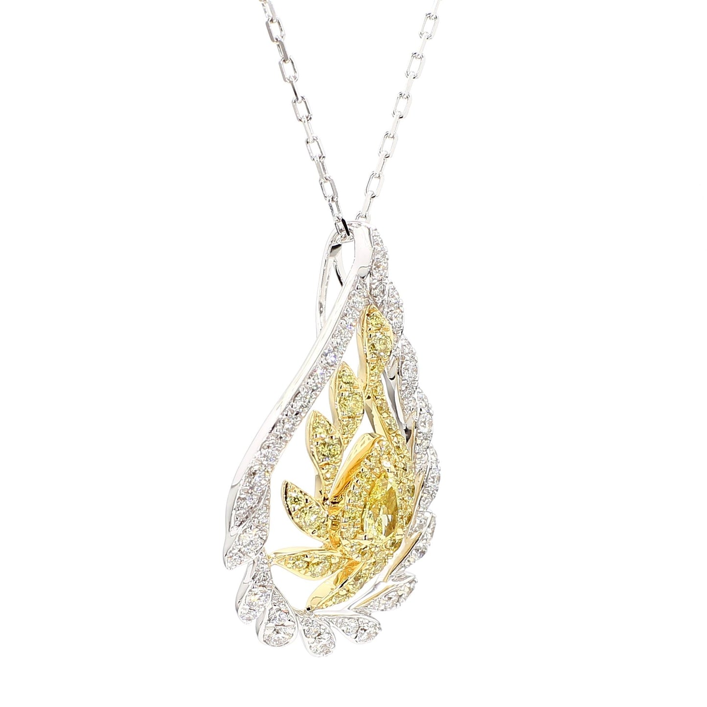 Natural Yellow Pear Diamond 1.28 Carat TW Gold Drop Pendant