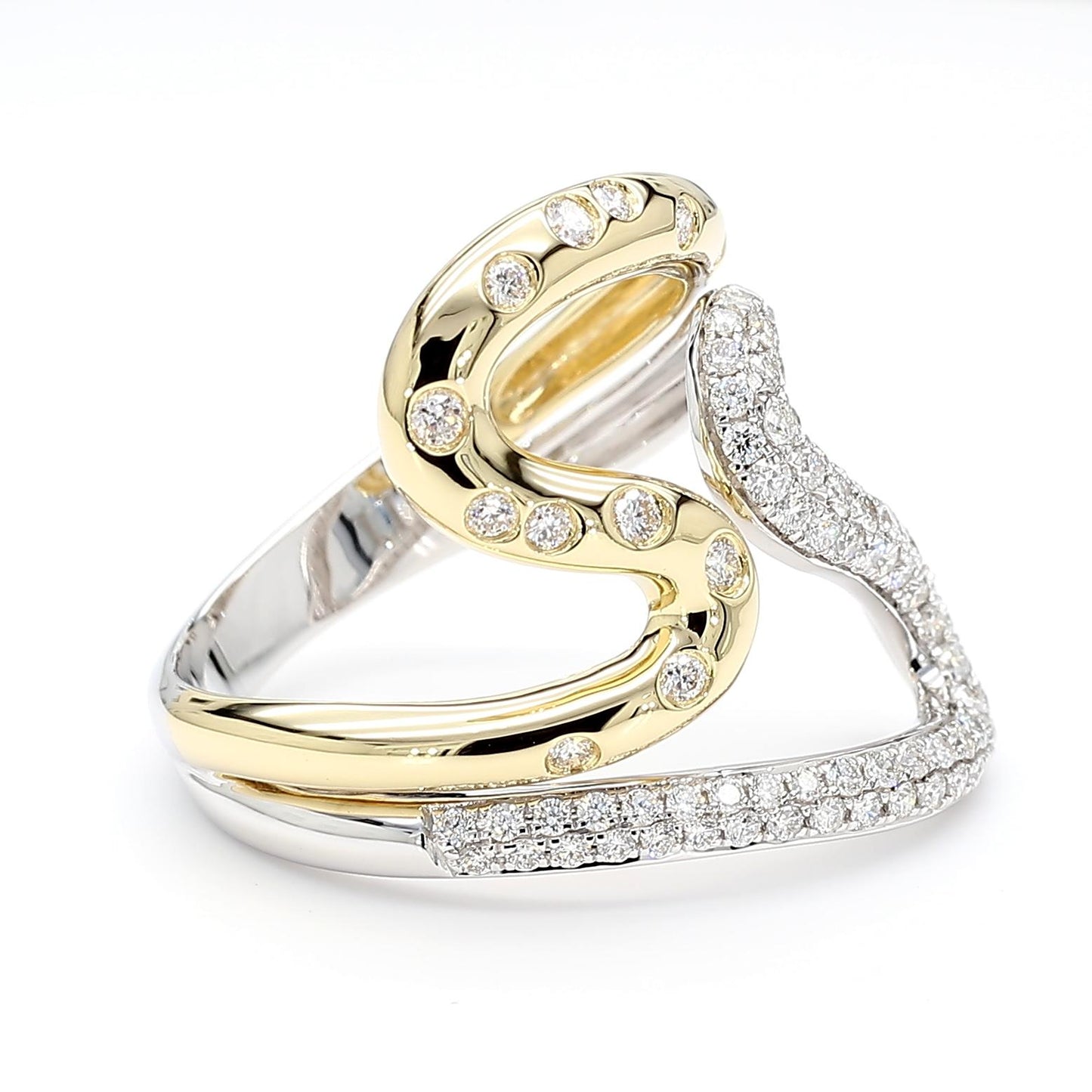 Natural White Round Diamond 0.72 Carat TW Gold Cocktail Ring