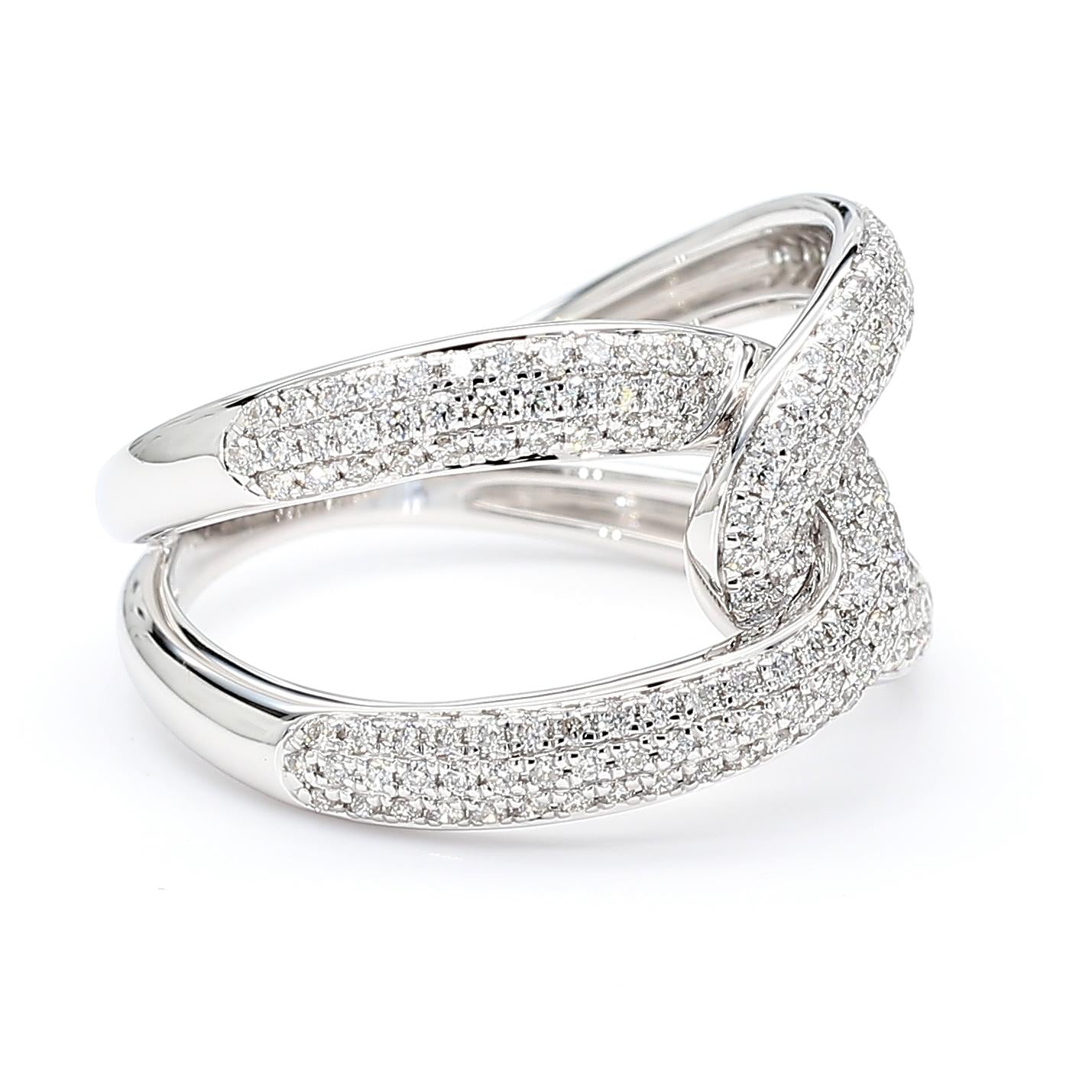 Natural White Round Diamond 0.61 Carat TW White Gold Cocktail Ring