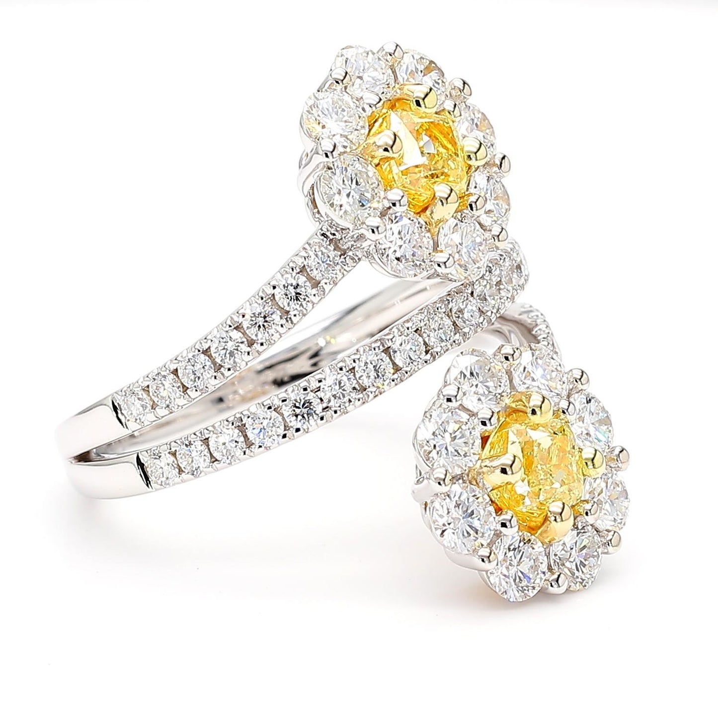 Natural Yellow Cushion Diamond 2.43 Carat TW Gold Cocktail Ring