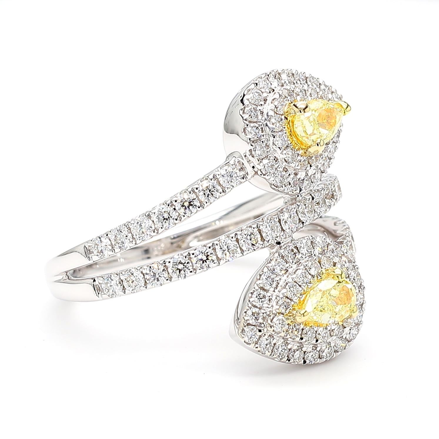 Natural Yellow Pear Diamond 1.21 Carat Tw Gold Cocktail Ring