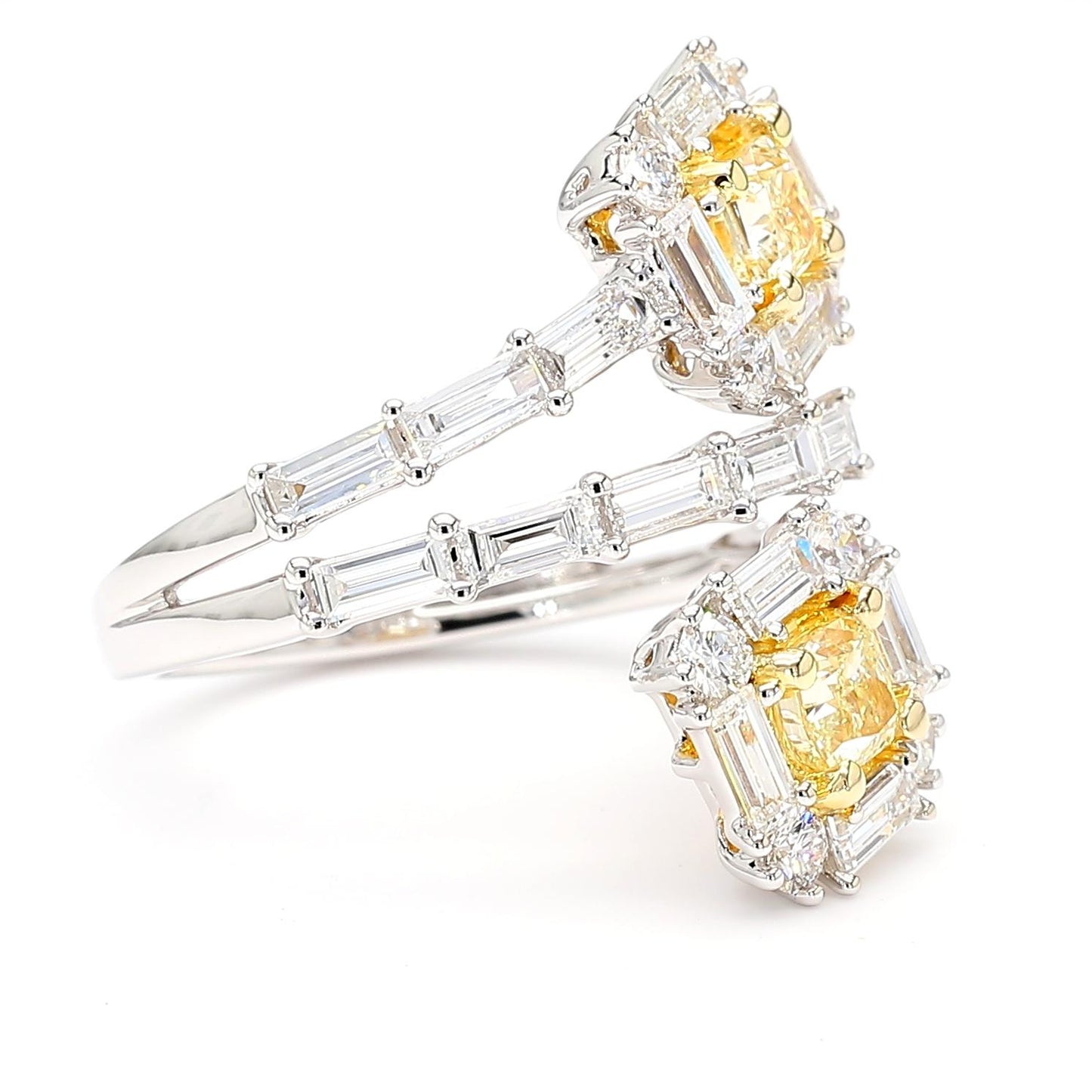 Natural Yellow Cushion Diamond 2.48 Carat TW Gold Cocktail Ring