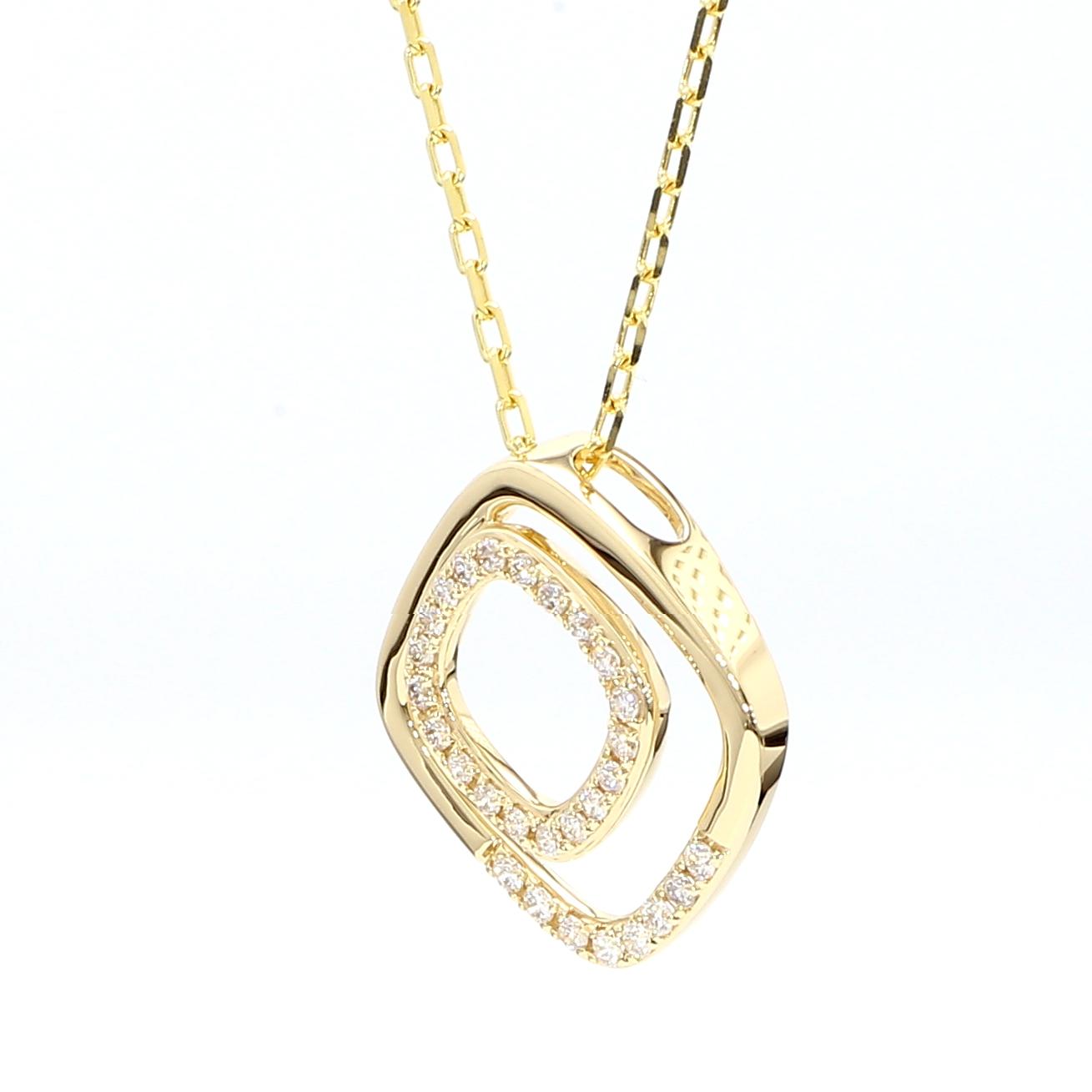 Natural White Round Diamond .19 Carat TW Yellow Gold Drop Pendant