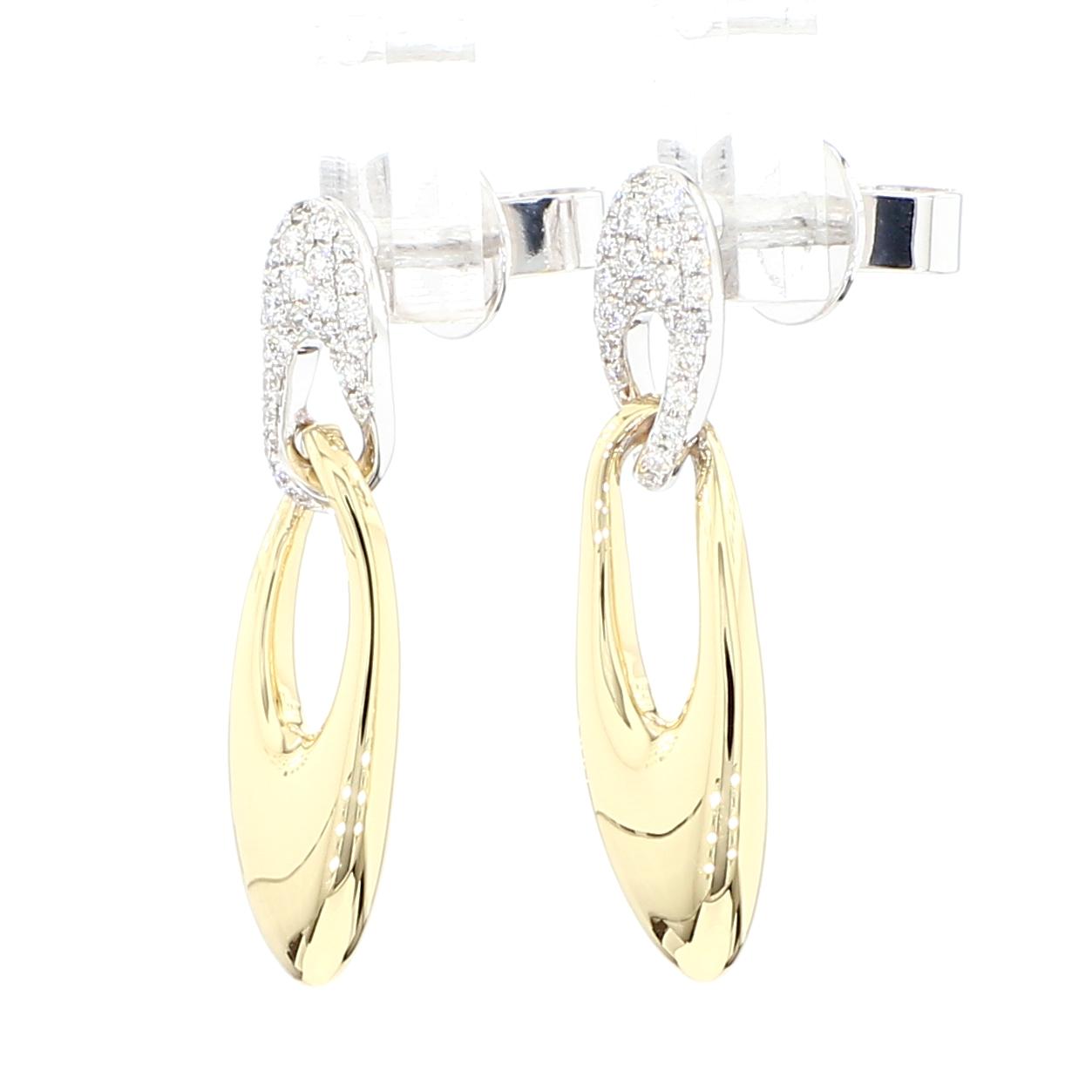 Natural White Round Diamond 0.23 Carat TW Gold Dangle Earrings
