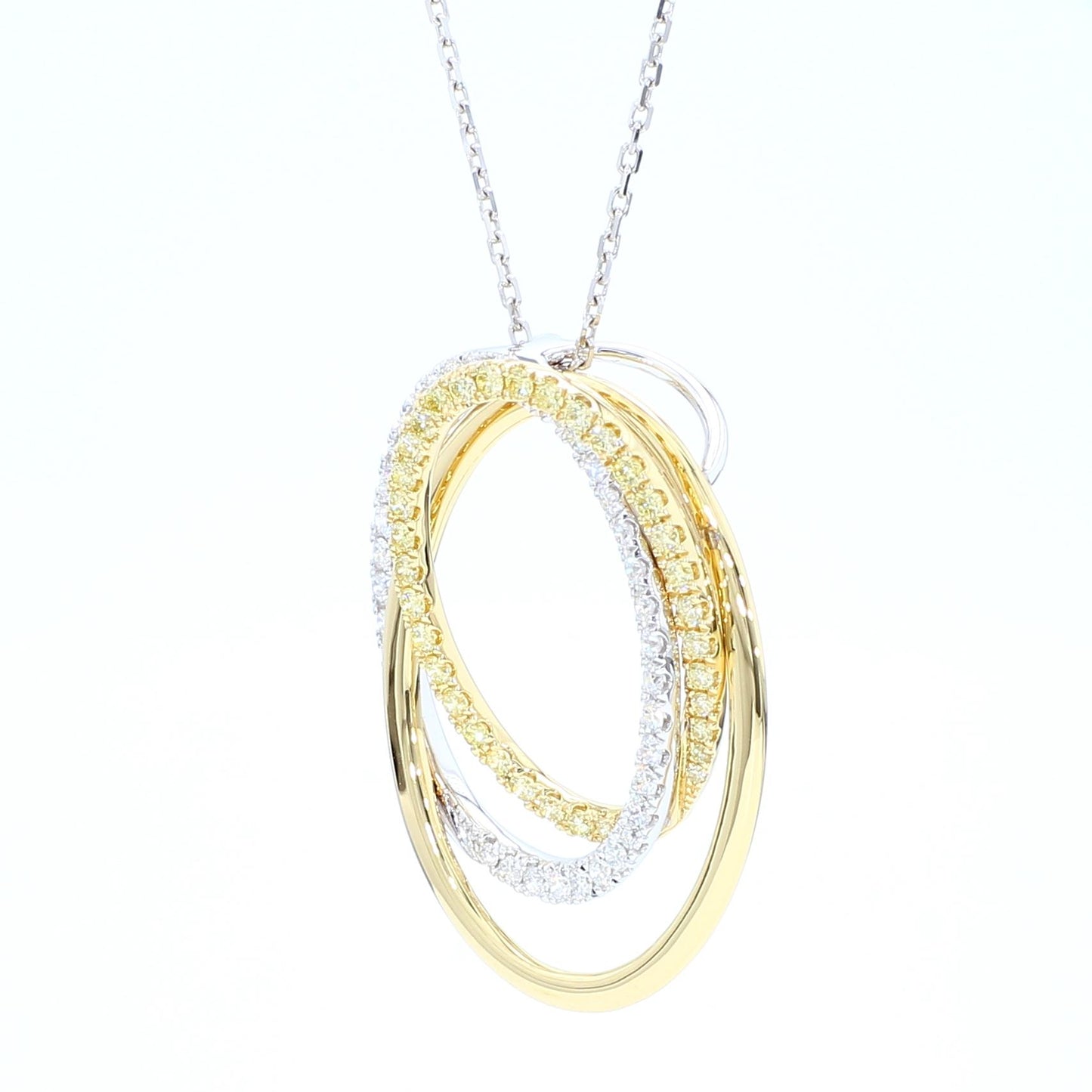 Natural Yellow Round Diamond .70 Carat TW Gold Drop Pendant