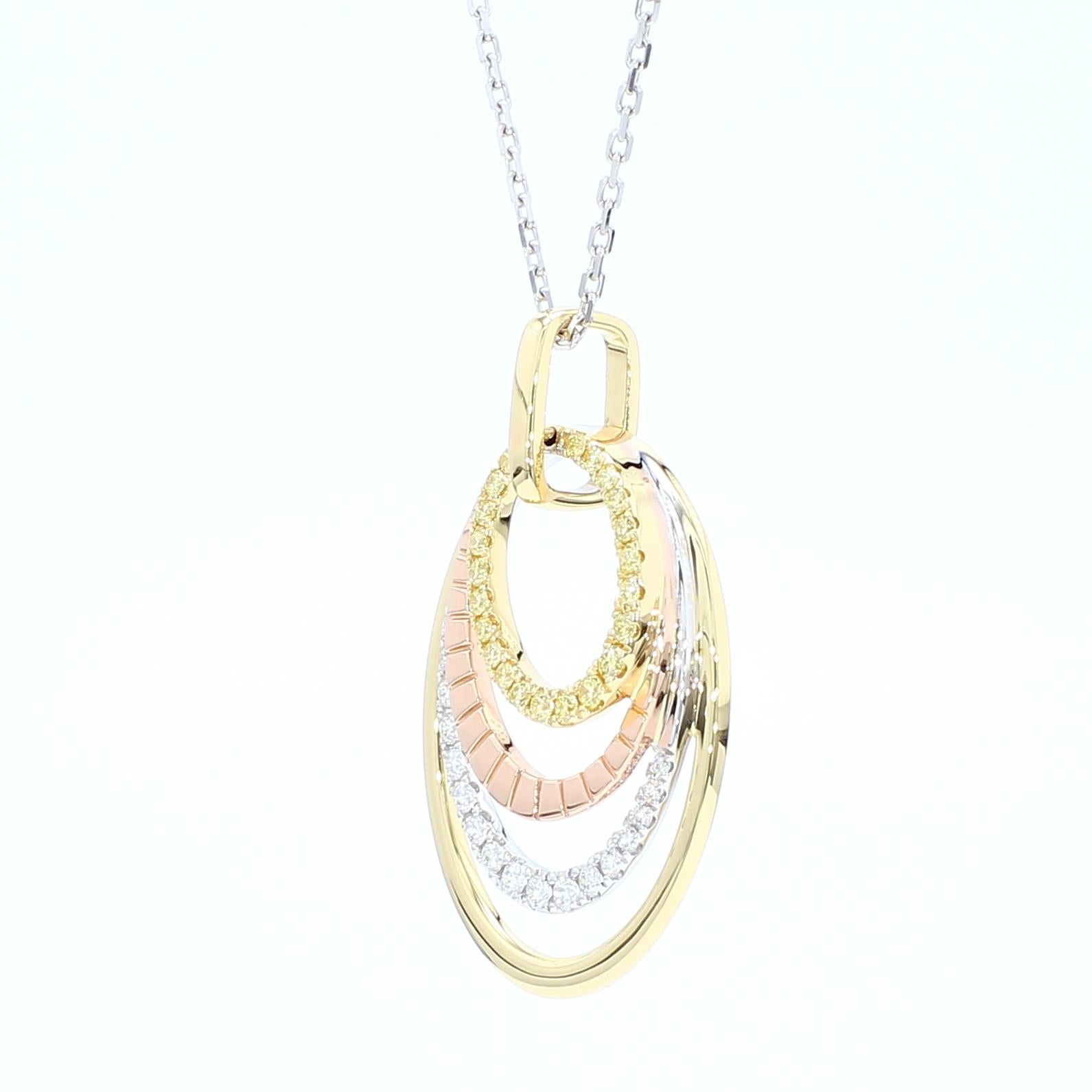 Natural Yellow Round Diamond .28 Carat TW Gold Drop Pendant
