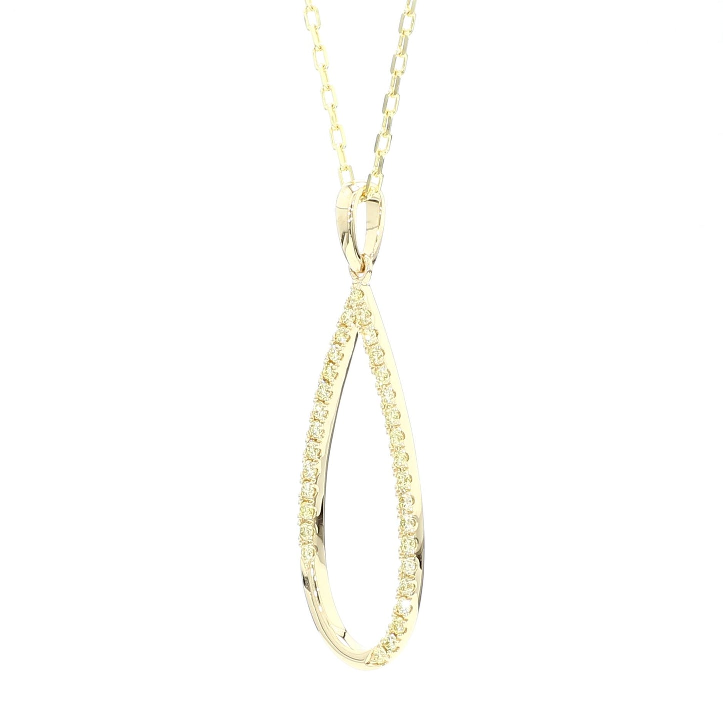 Natural Yellow Round Diamond .28 Carat TW Gold Drop Pendant