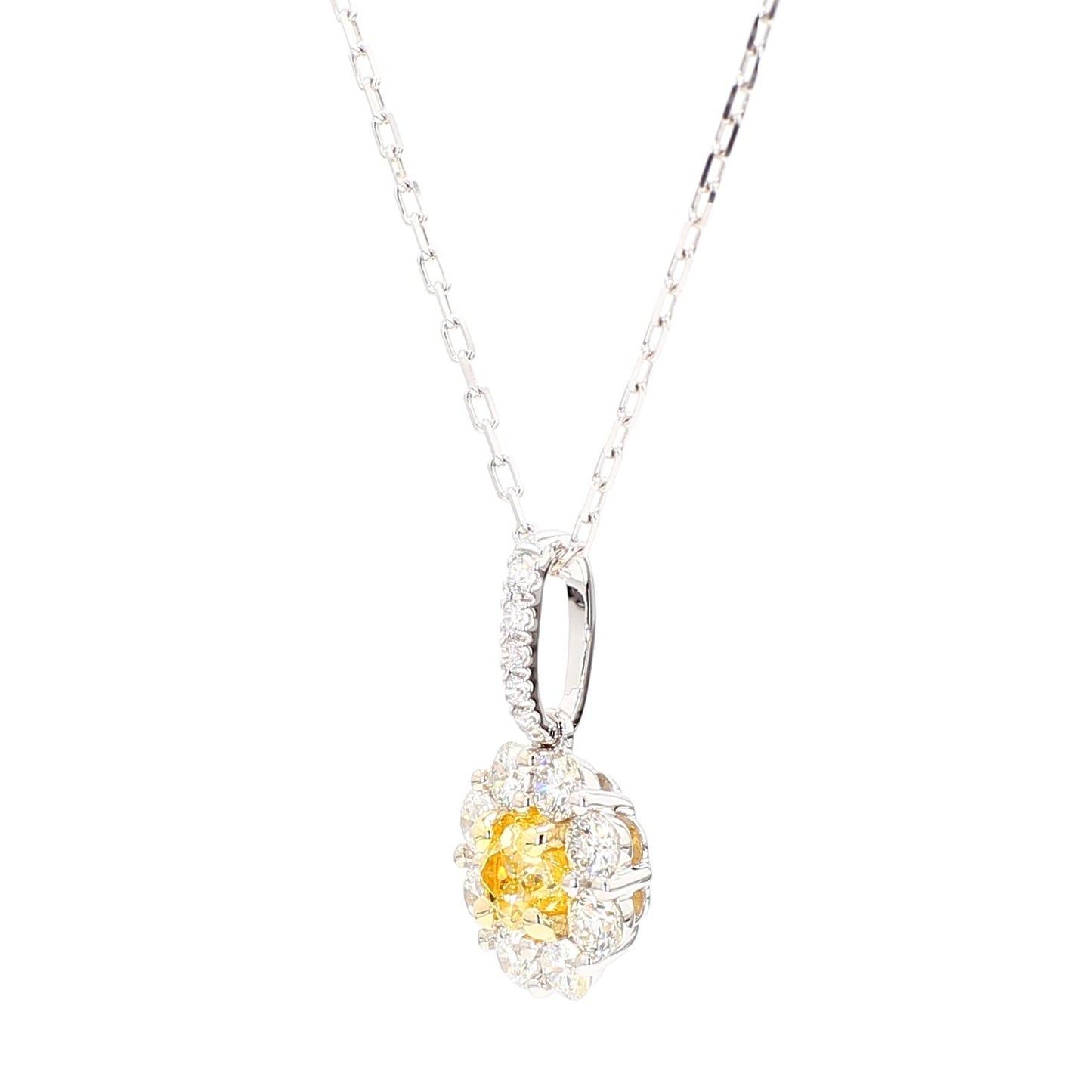 Natural Yellow Cushion Diamond 1.07 Carat TW Gold Drop Pendant