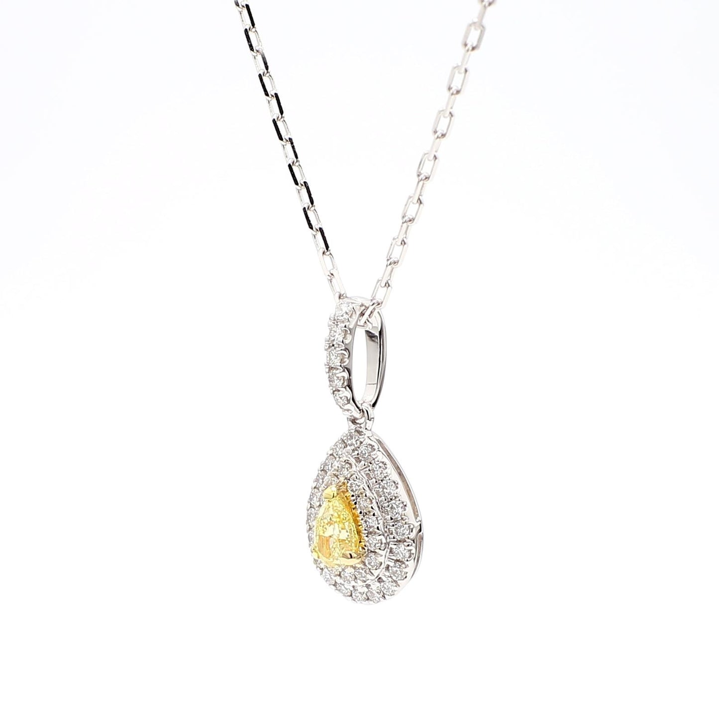 Natural Yellow Pear Diamond 0.43 Carat TW Gold Drop Pendant