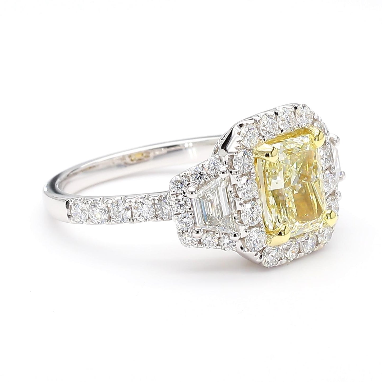 GIA Certified Natural Yellow Radiant Diamond 2.55 Carat TW Gold Cocktail Ring