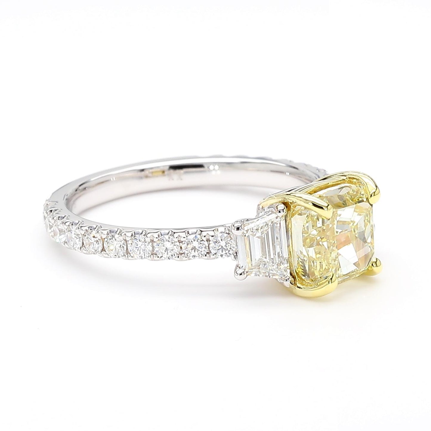 GIA Certified Natural Yellow Cushion Diamond 2.91 Carat TW Gold Cocktail Ring