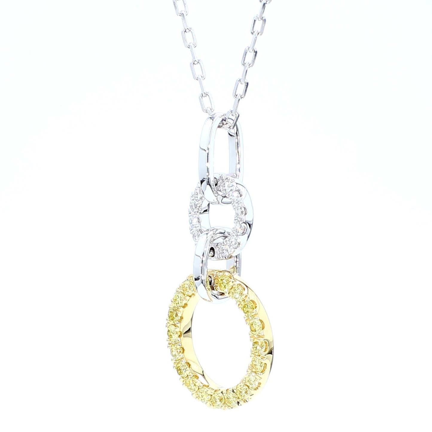 Natural Yellow Round Diamond .33 Carat TW Gold Drop Pendant