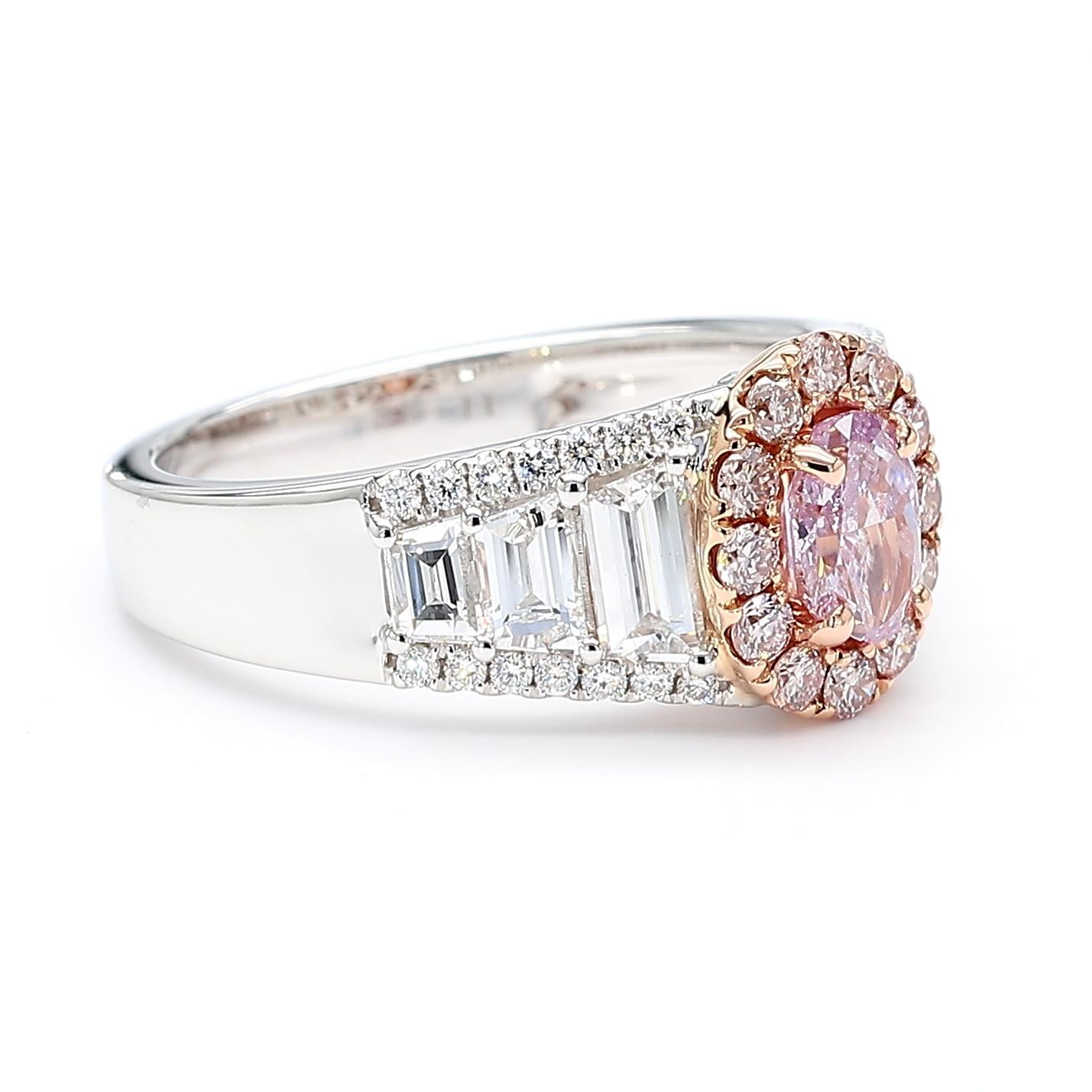 GIA Certified Fancy Pink-Purple Oval Diamond 1.74 Carat TW Gold Cocktail Ring