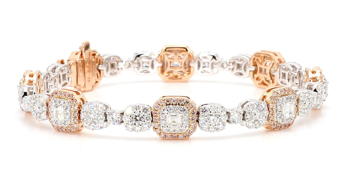 Natural White Emerald Diamond 6.04 Carat TW Gold Tennis Bracelet